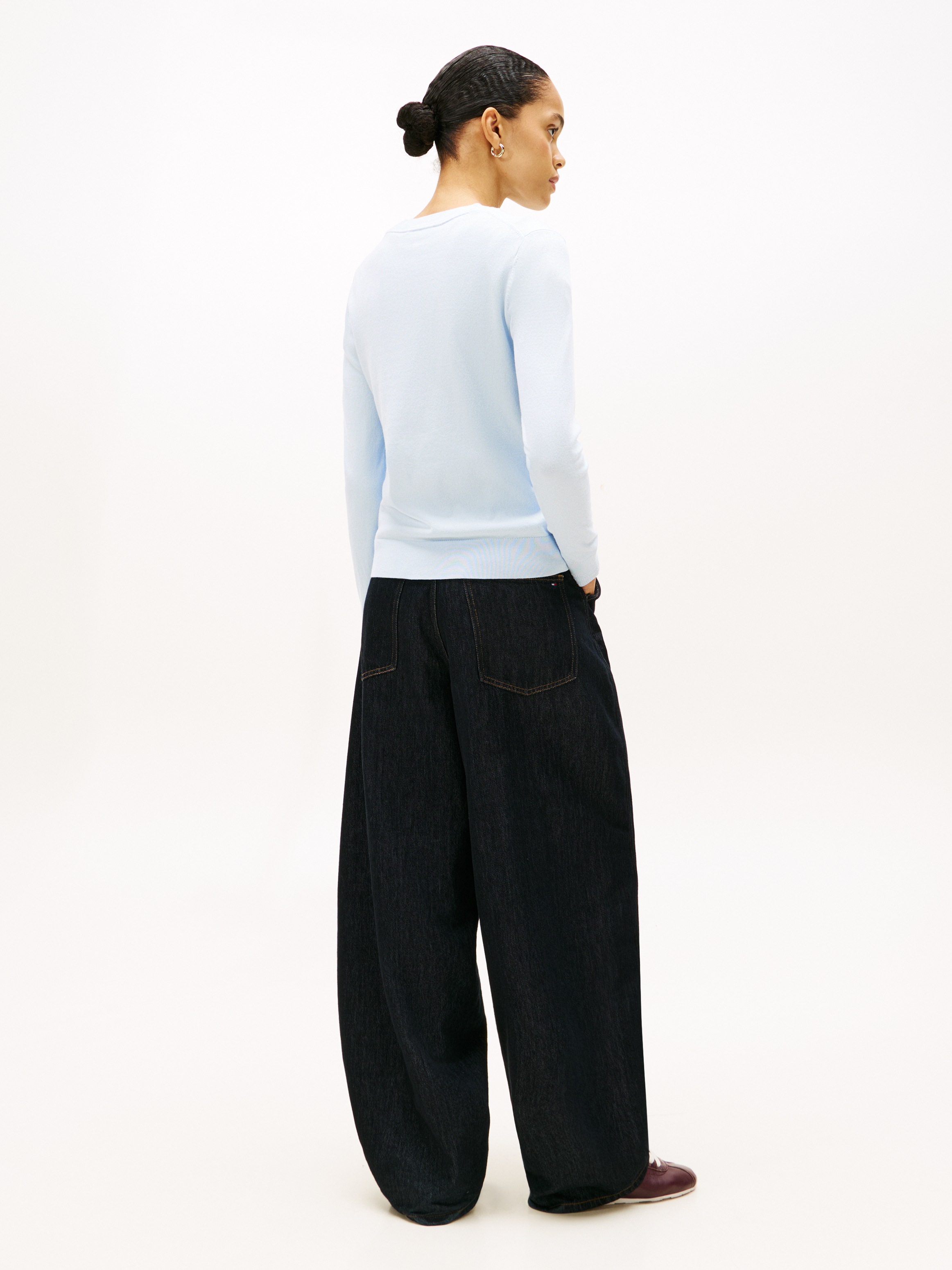 Tommy Hilfiger Rundhalspullover »CO JERSEY STITCH LS C-NK SWT« mit Logostickerei