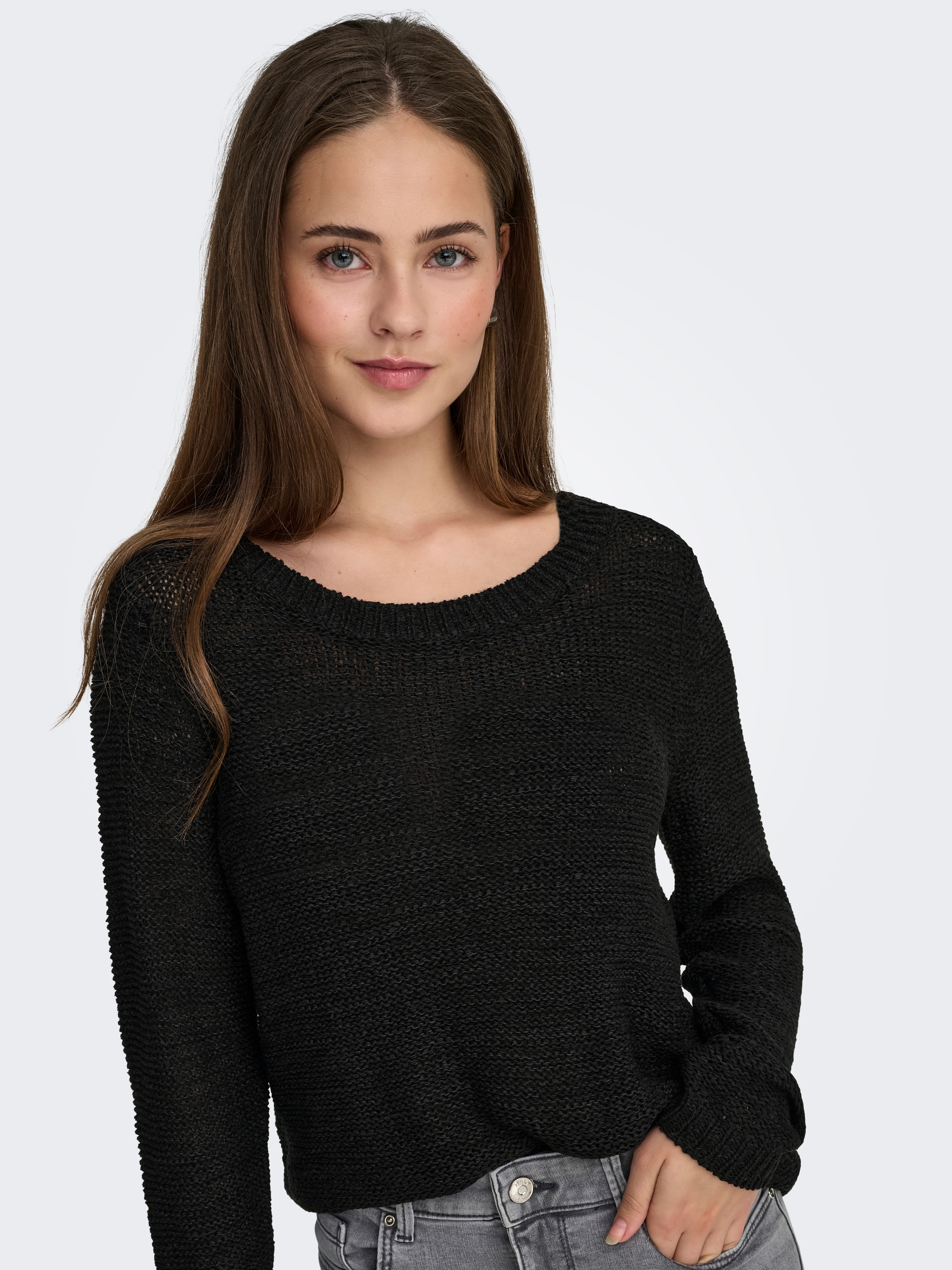 ONLY Strickpullover »ONLGEENA XO L/S PULLOVER KNT NOOS« Materialmix, regular fit