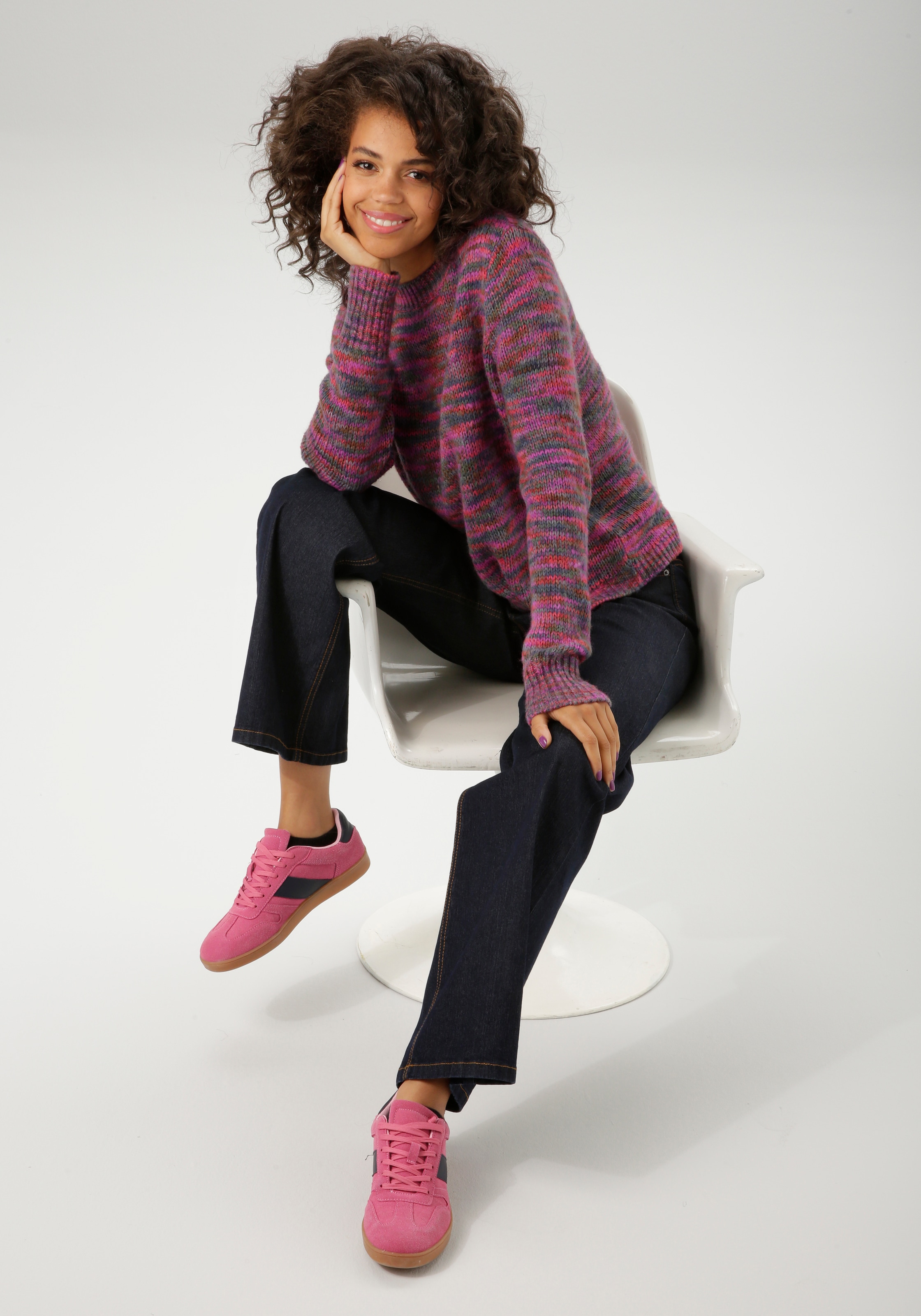 Aniston CASUAL Strickpullover, aus trendigem Multicolor-Garn -jedes Teil ein Unikat - NEUE KOLLEKTION