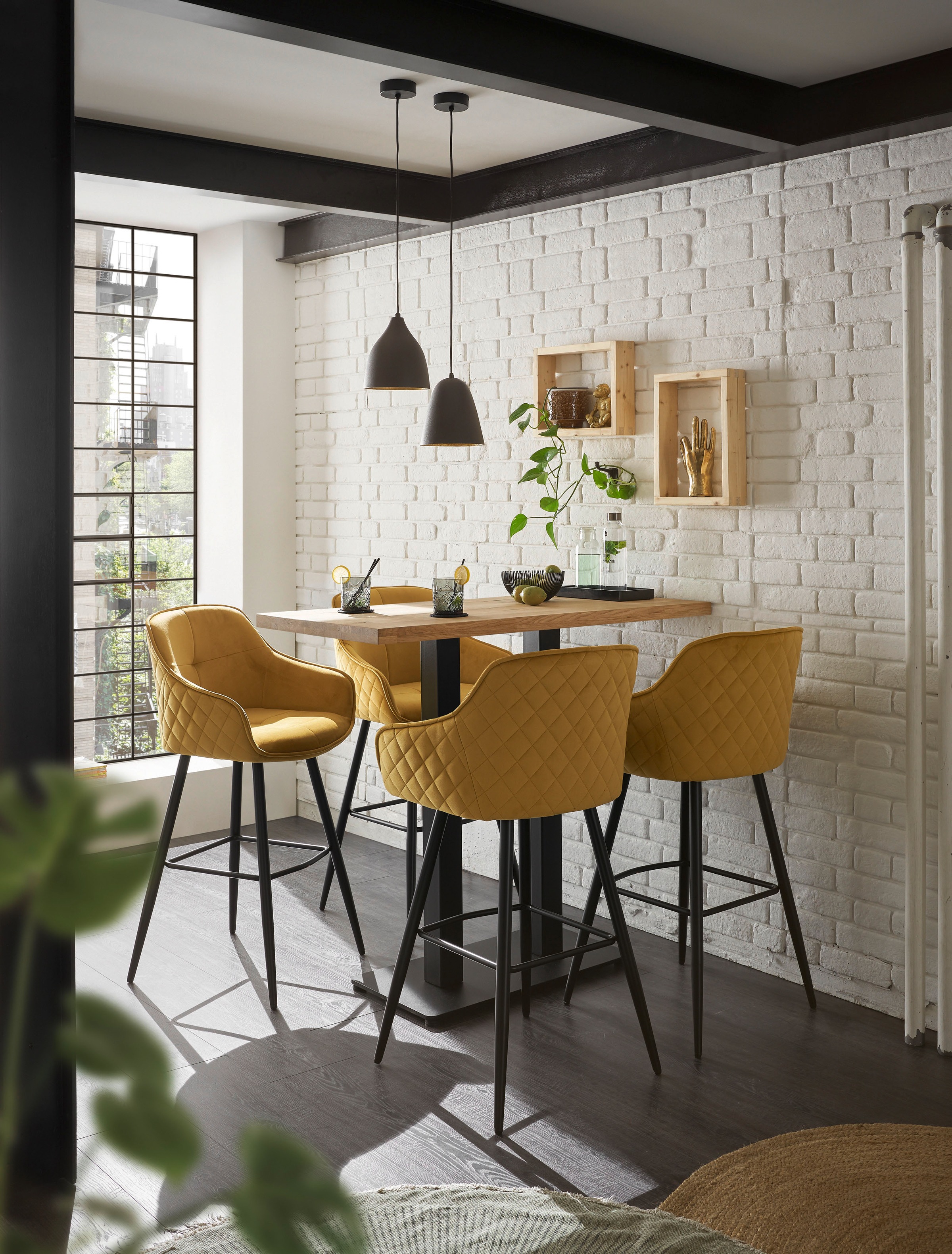 Stolkom Bartisch »Jay Eiche Massivholz geölt, Hochtisch BxHxT 120x104x60 cm«, Industrial Style Eiche Massivholz geölt durchgehende Lamelle