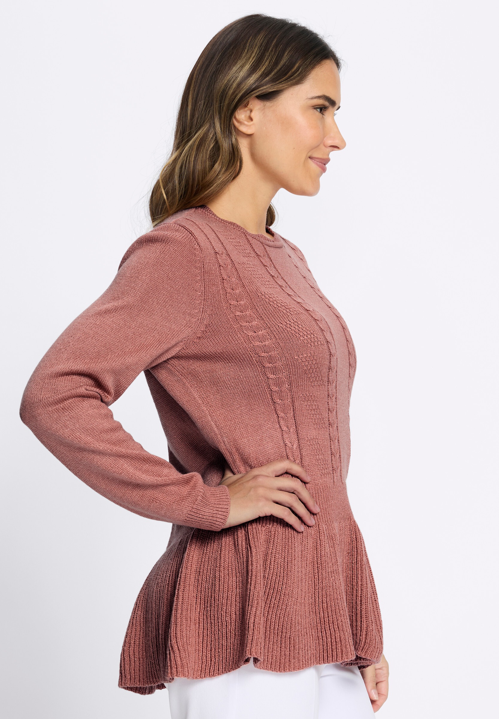 Sieh an! Strickpullover »Langarm-Pullover Langarm-Pullover mit Ripp-Abschlüssen«