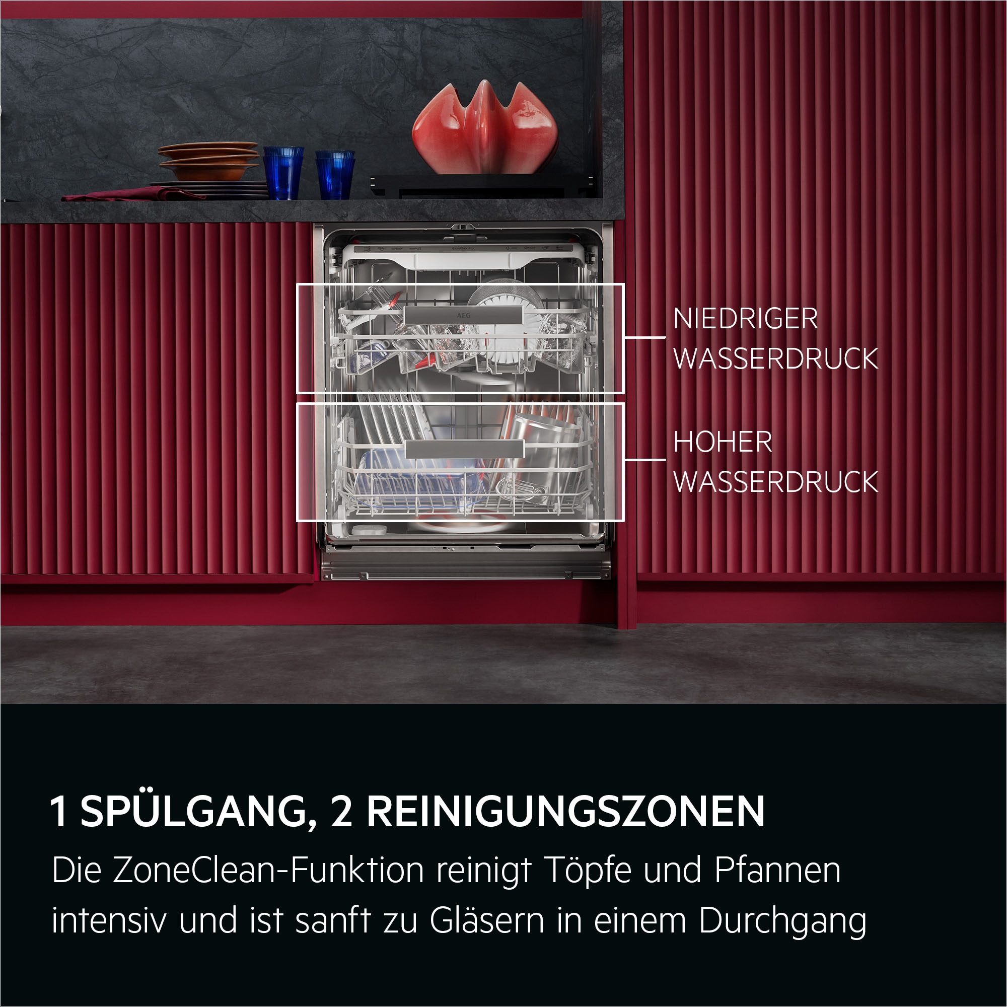 AEG Unterbaugeschirrspüler 9000 »GU9200X2SCM« Smarte Spülmaschine, kraftvoll gegen Eingebranntes, leise nur 38 dB