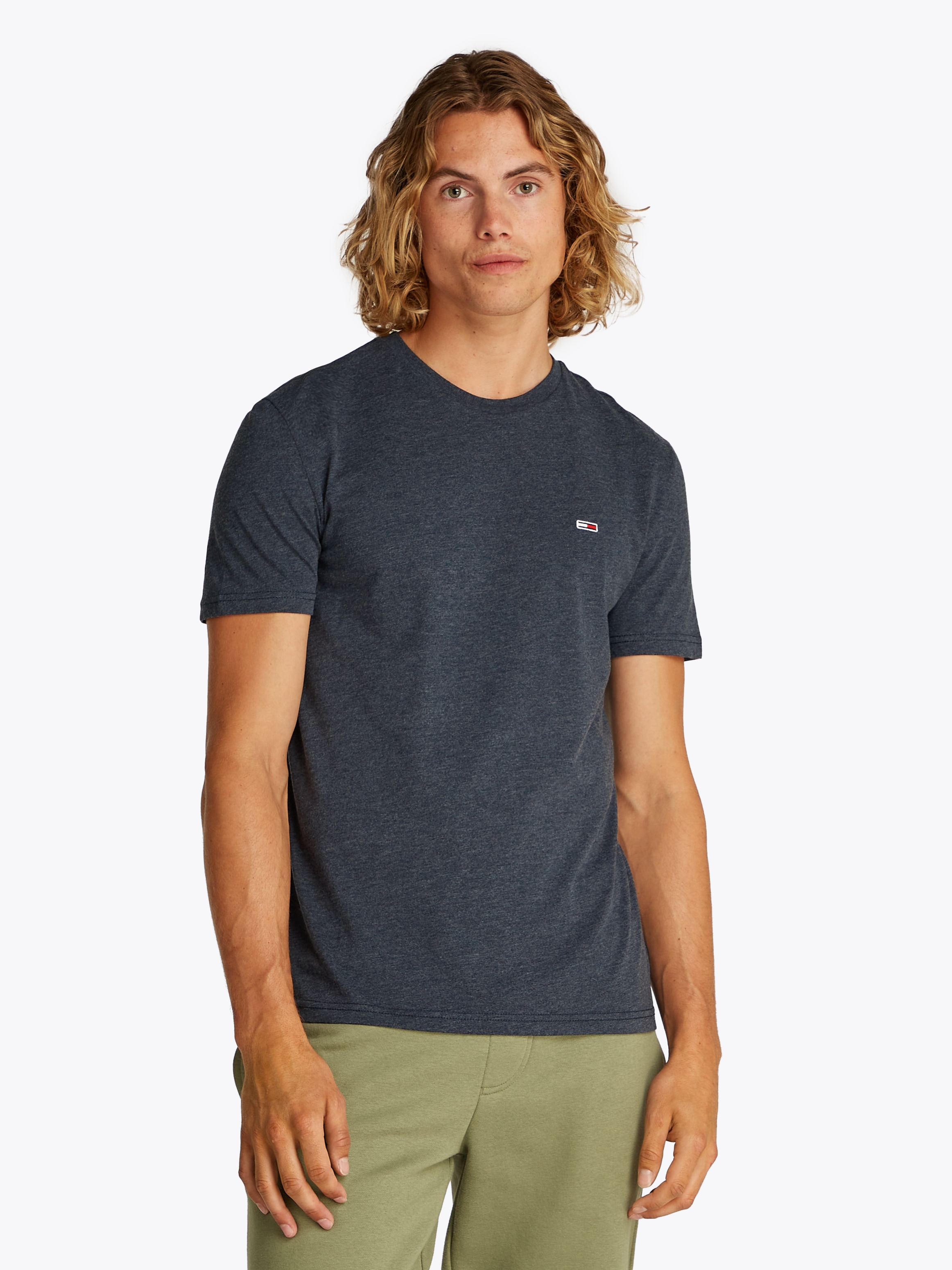 Tommy Jeans T-Shirt »TJM XSLIM JASPE HTR TEE EXT«, Mit Rundhalsausschnitt