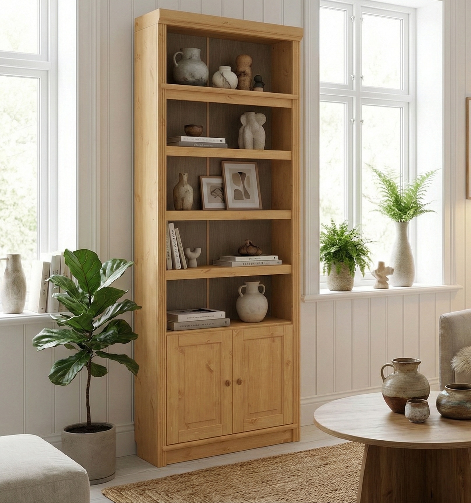 OTTO home Bücherregal »mit 2 Türen Soeren Regal Aktenregal B/T/H: 80/29/220 cm« massive Kiefer, FSC®-zertifiziert