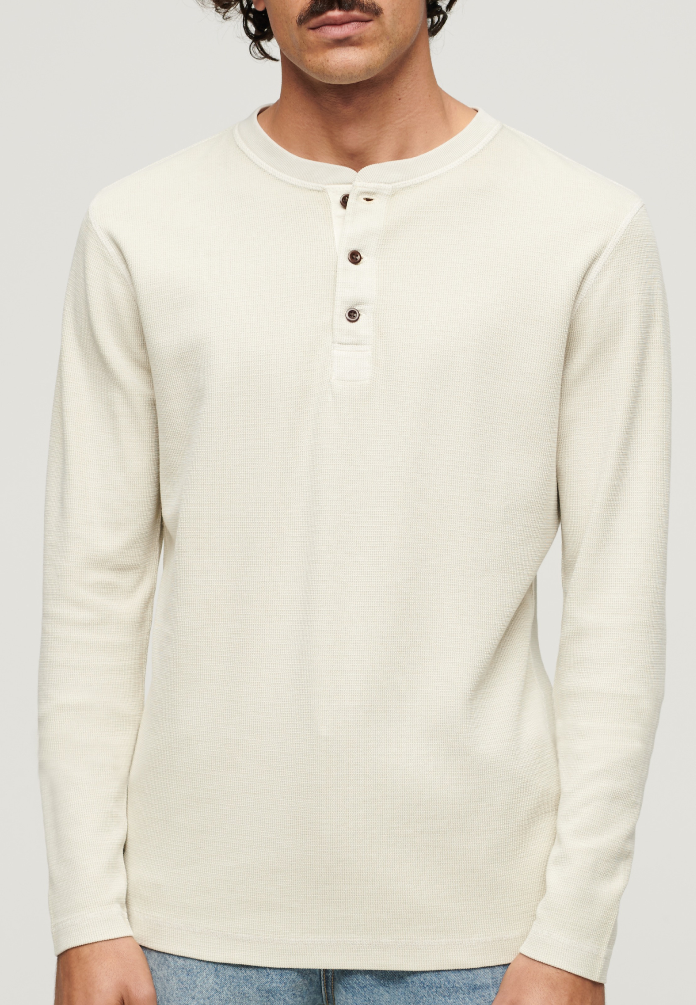 Superdry Langarmshirt »WAFFLE LONG SLEEVE HENLEY TOP«