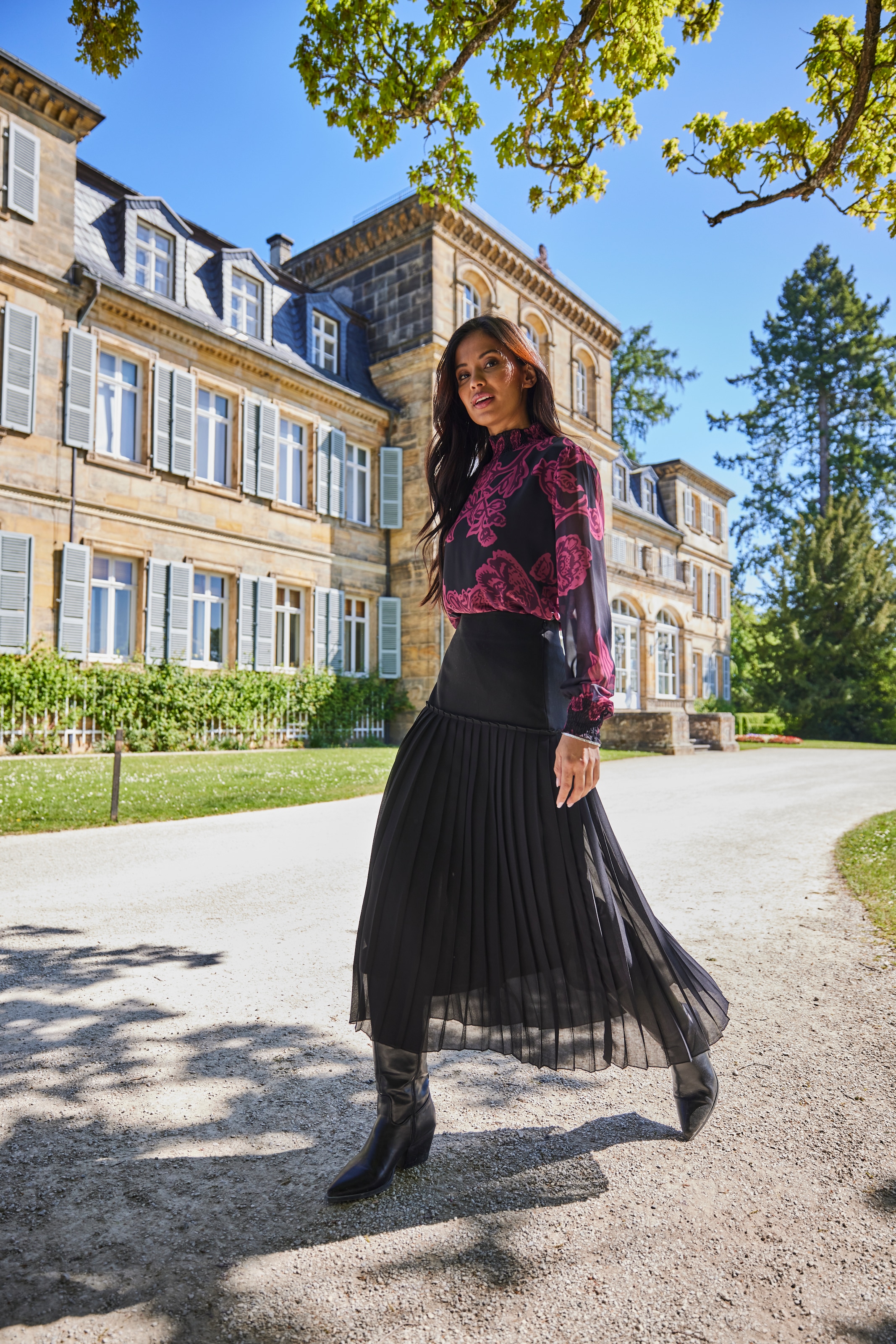 Aniston SELECTED Plisseerock, aus edlem Chiffon - NEUE KOLLEKTION