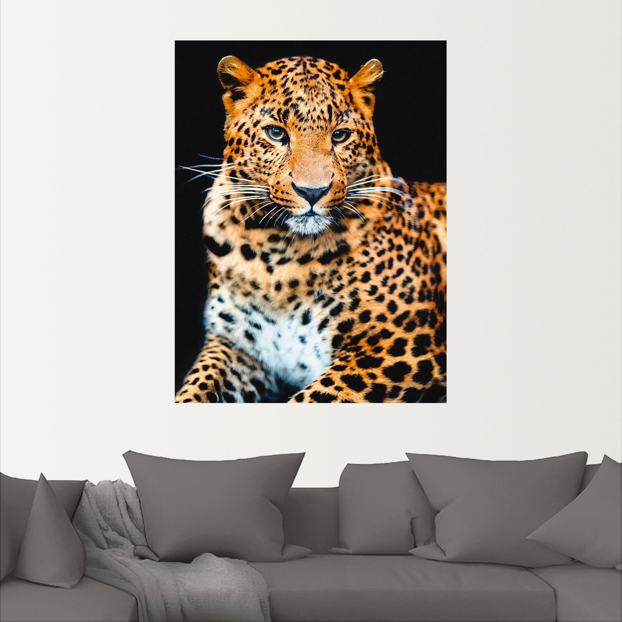 Artland Wandbild »Wütender wilder Leopard«, Wildtiere, (1 St.), als Alubild, Outdoorbild, Leinwandbild, Poster, Wandaufkleber