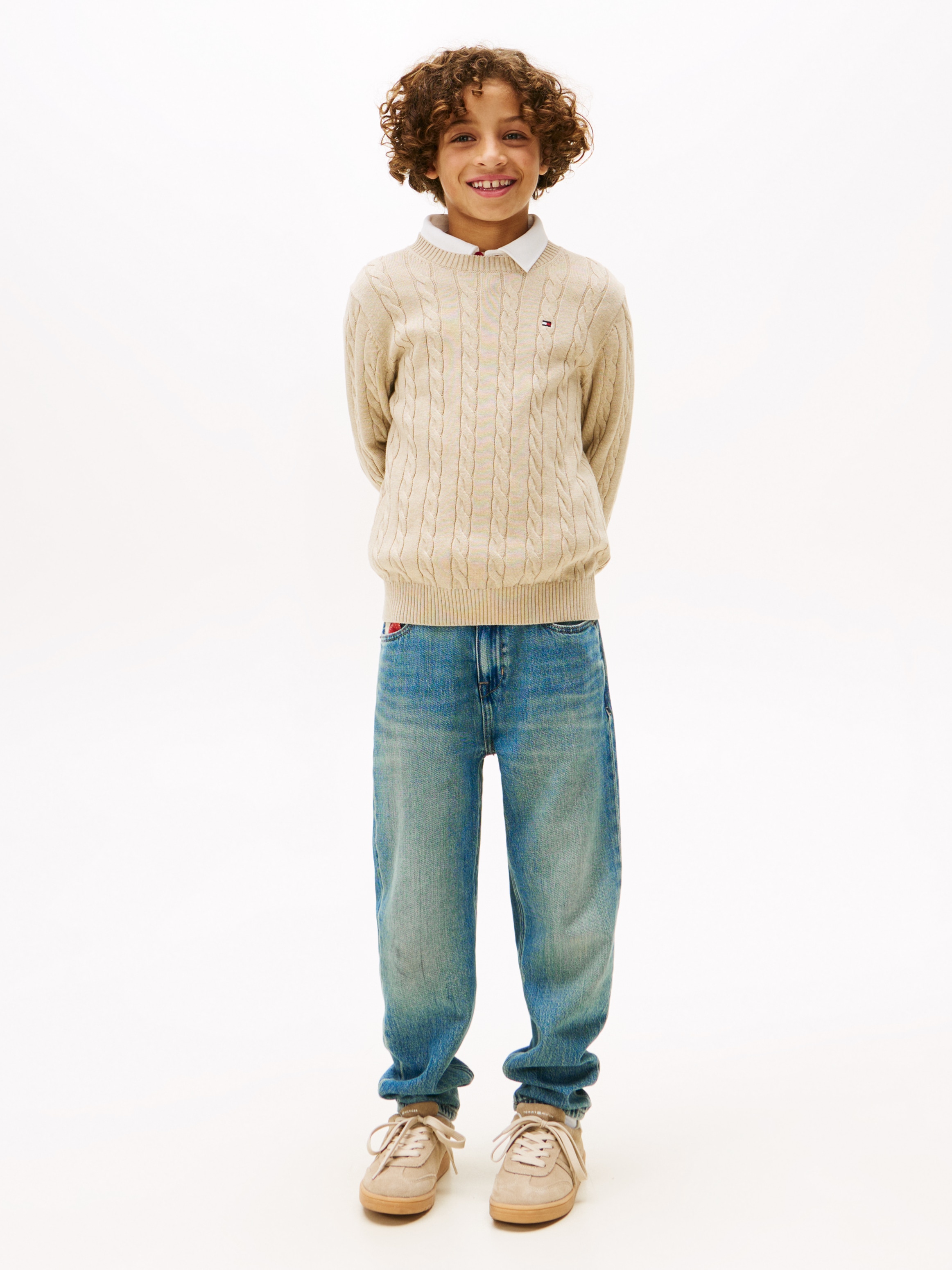 Tommy Hilfiger Strickpullover »COTTON CABLE SWEATER«, für Kinder bis 16 Jahre, mit Zopfmuster