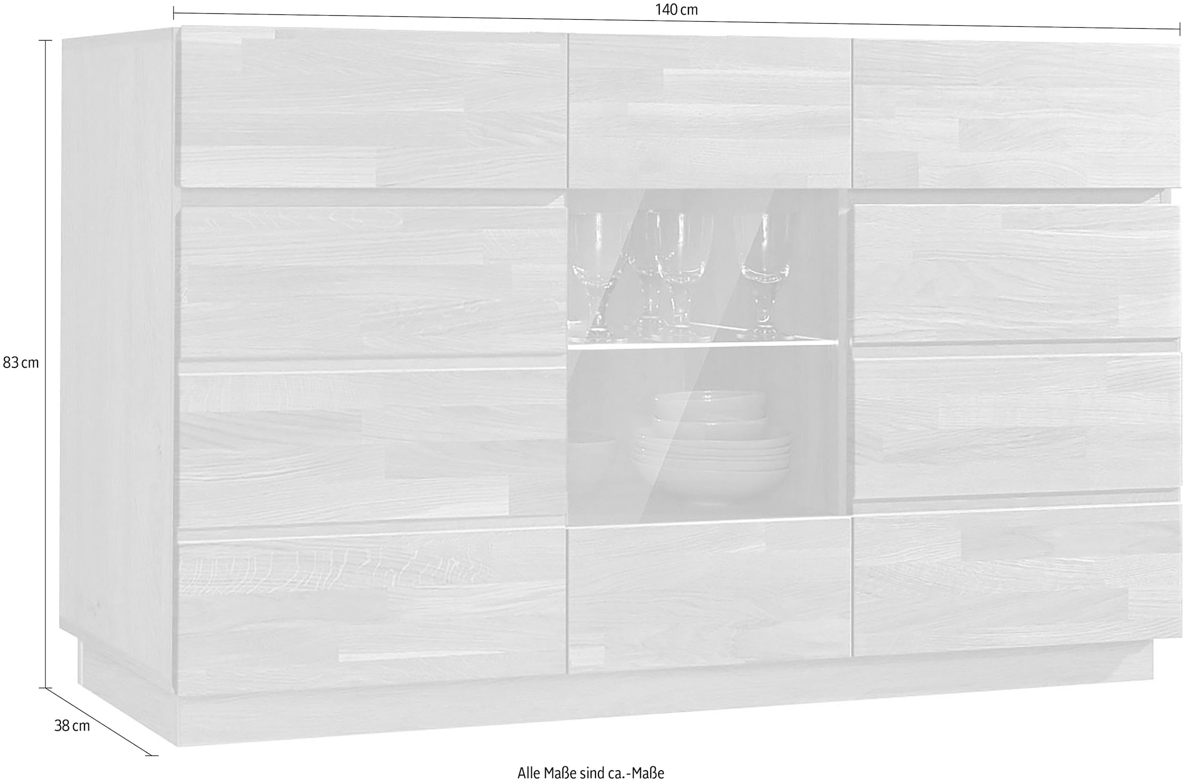 Home affaire Sideboard »Laima«, Kommode, Breite 140 cm, teilmassiv, FSC®-zertifiziert