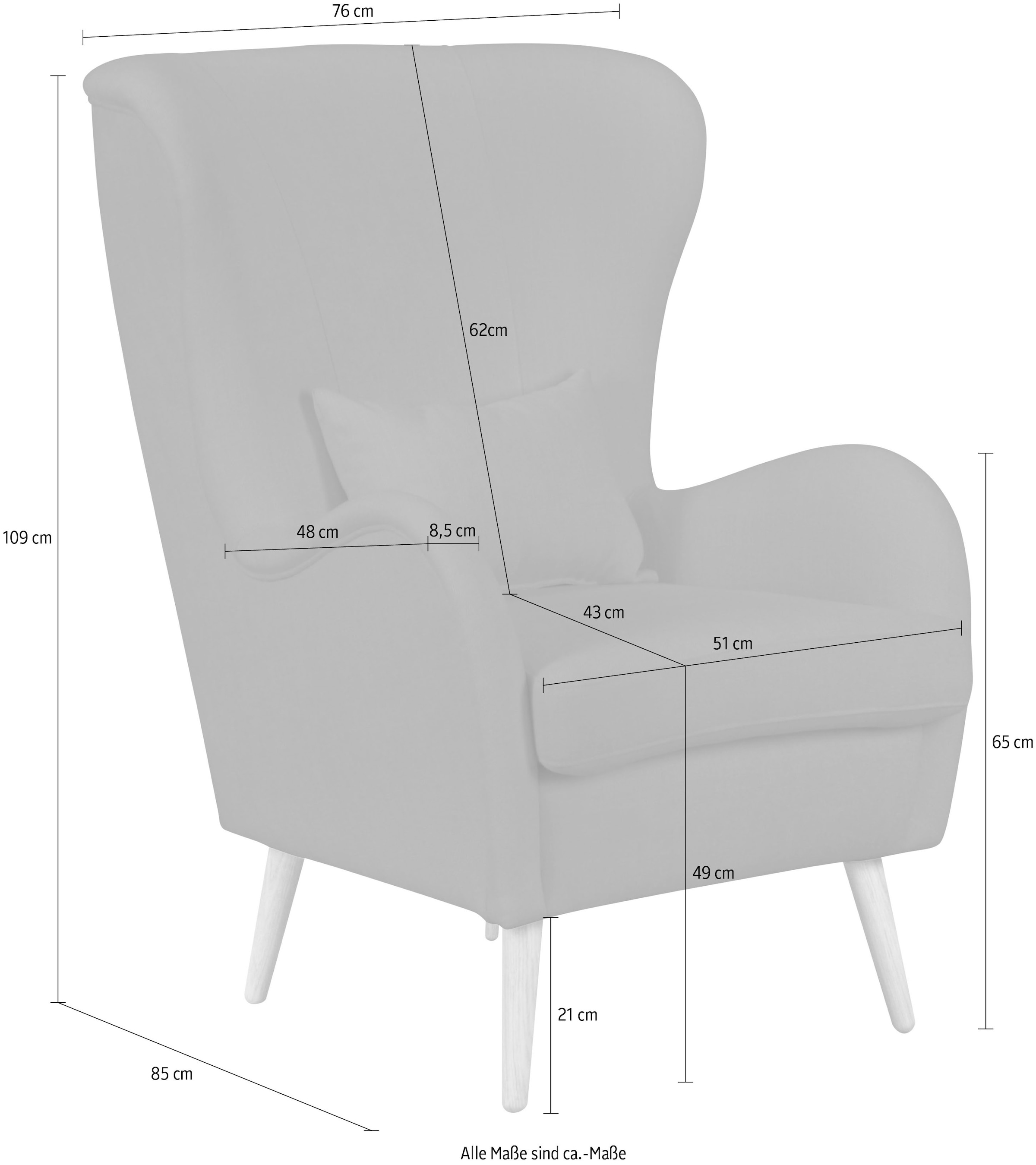 Guido Maria Kretschmer Home&Living Sessel »Sallito«, in verschiedenen Bezugsqualitäten und Farben, Sessel ohne Hocker (separat erhältlich)