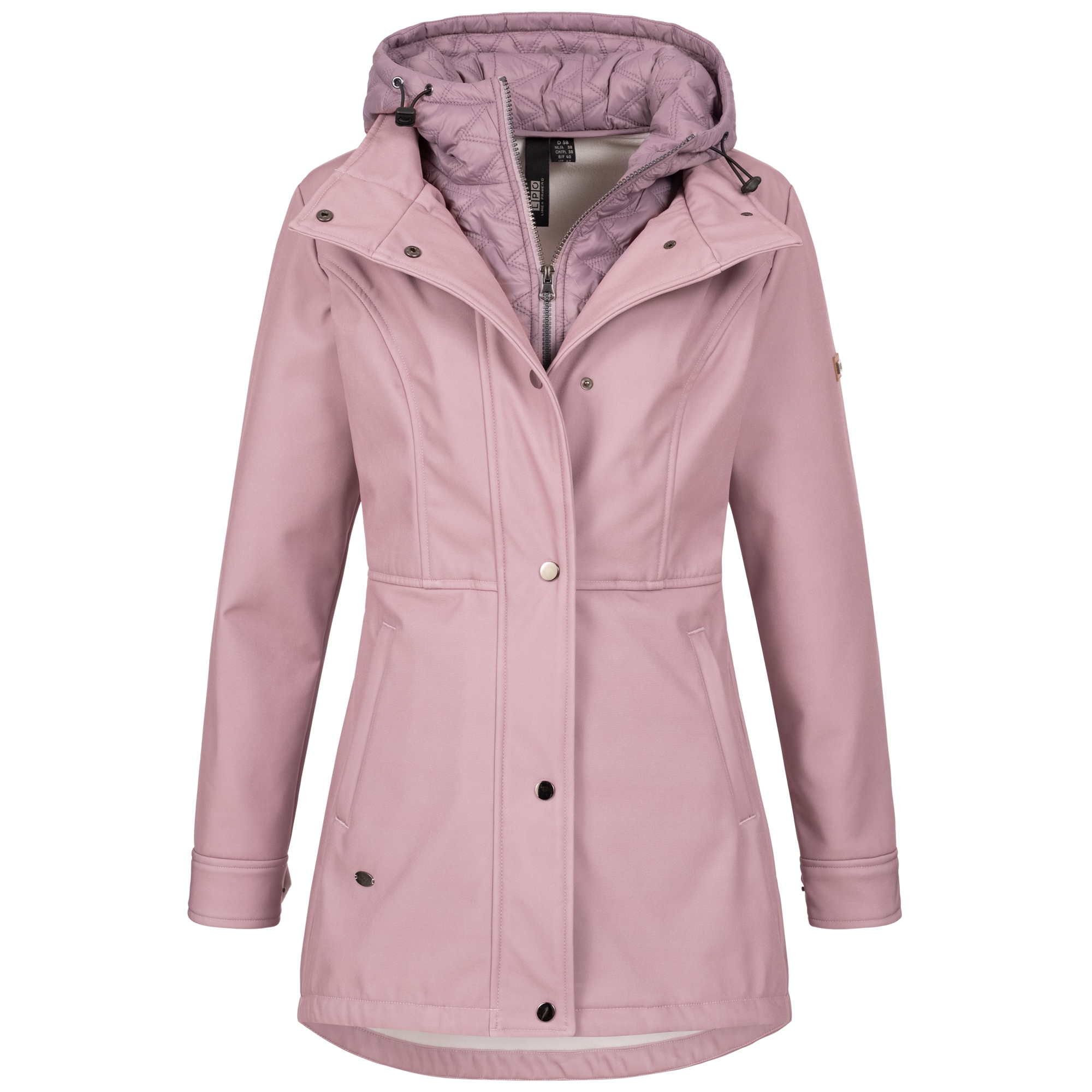 LPO Softshelljacke »LUCANIA PEAK Women«, leichte Softshelljacke mit All-Over-Print und abnehmbarer Kapuze