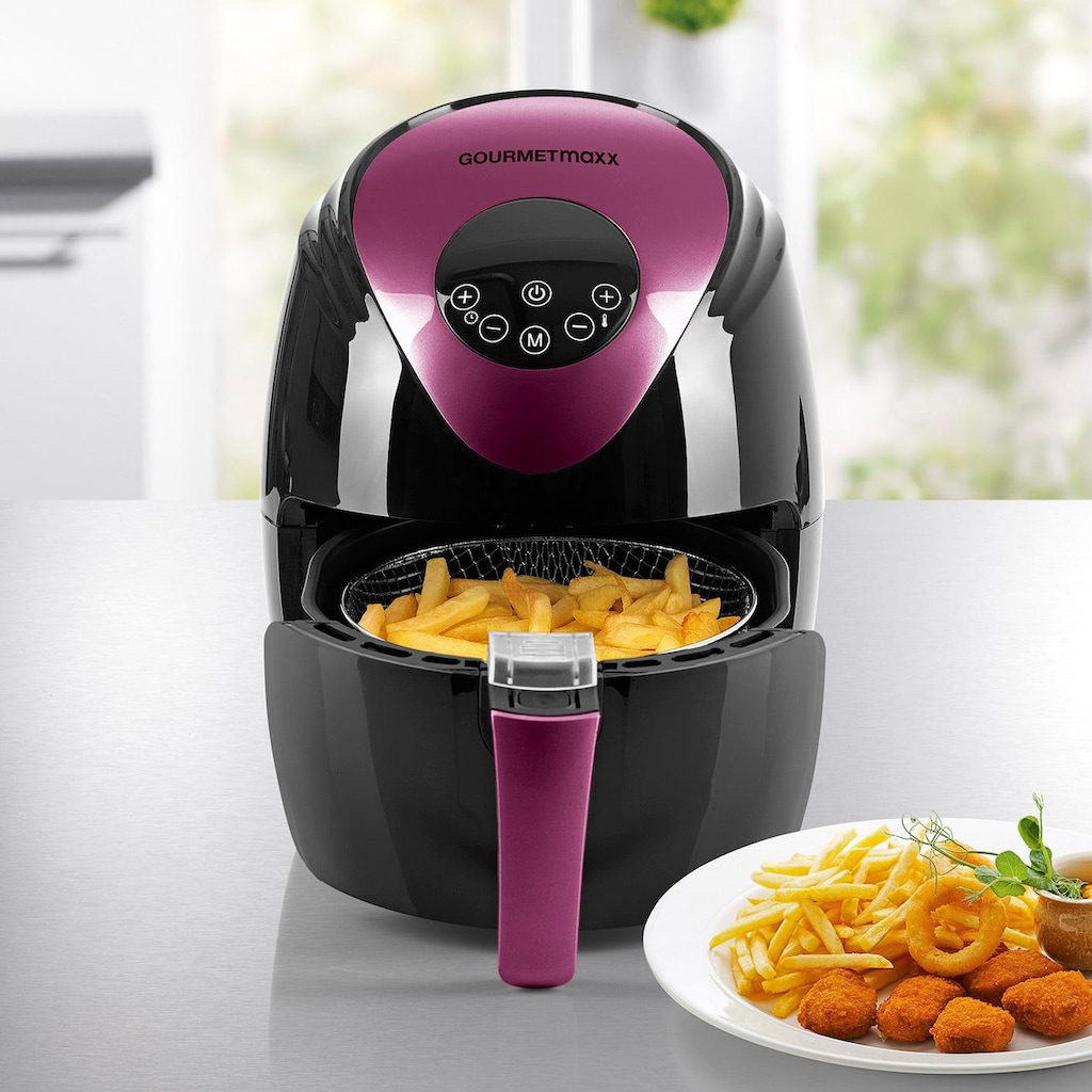 GOURMETmaxx Heißluftfritteuse »Digital, schwarz/beere«, 1500 W