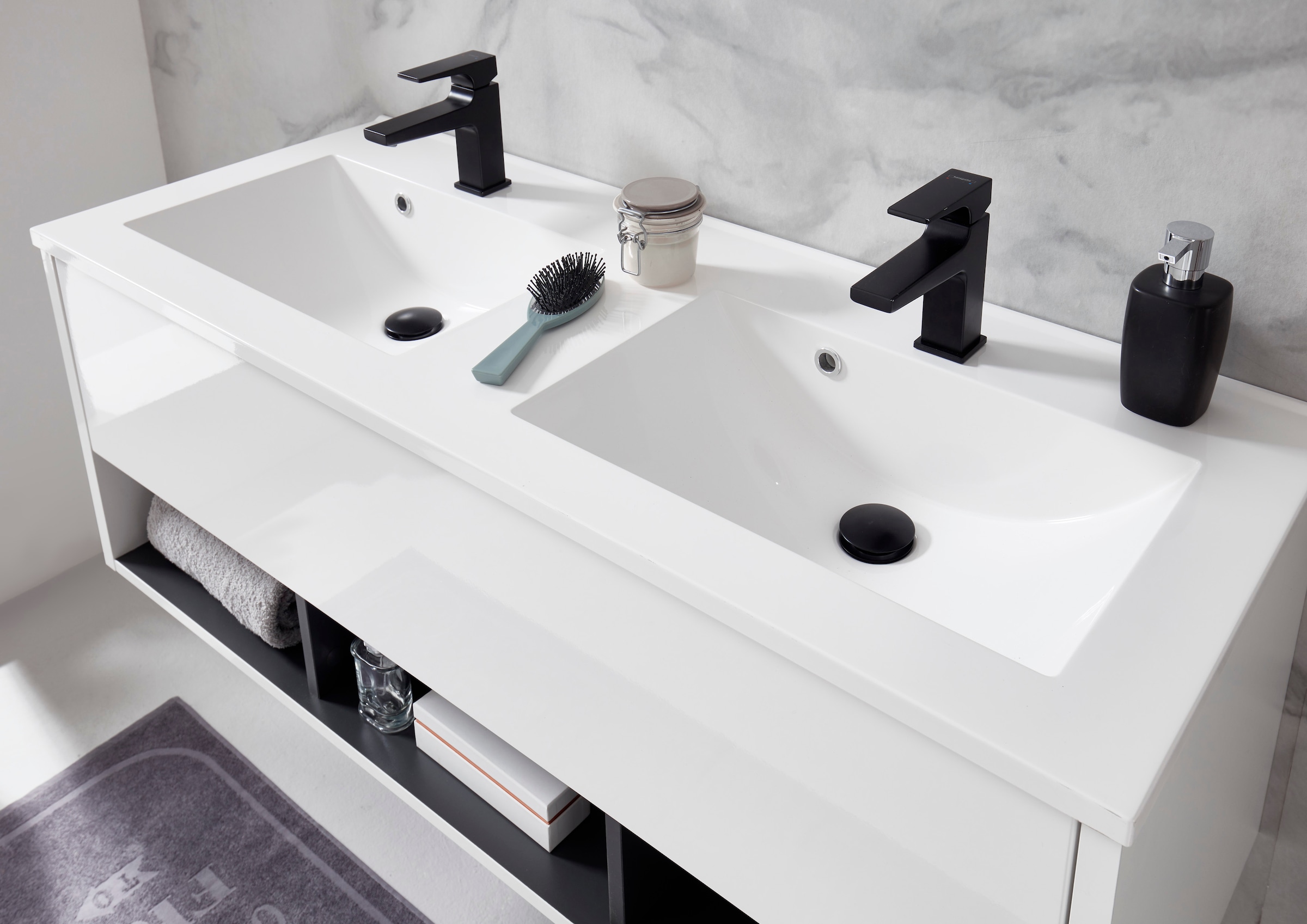 PLACES OF STYLE Badmöbel-Set »Studio Line, Bad im modernen Design, 2-teiliges Badezimmer« 2 Stk. tlg.