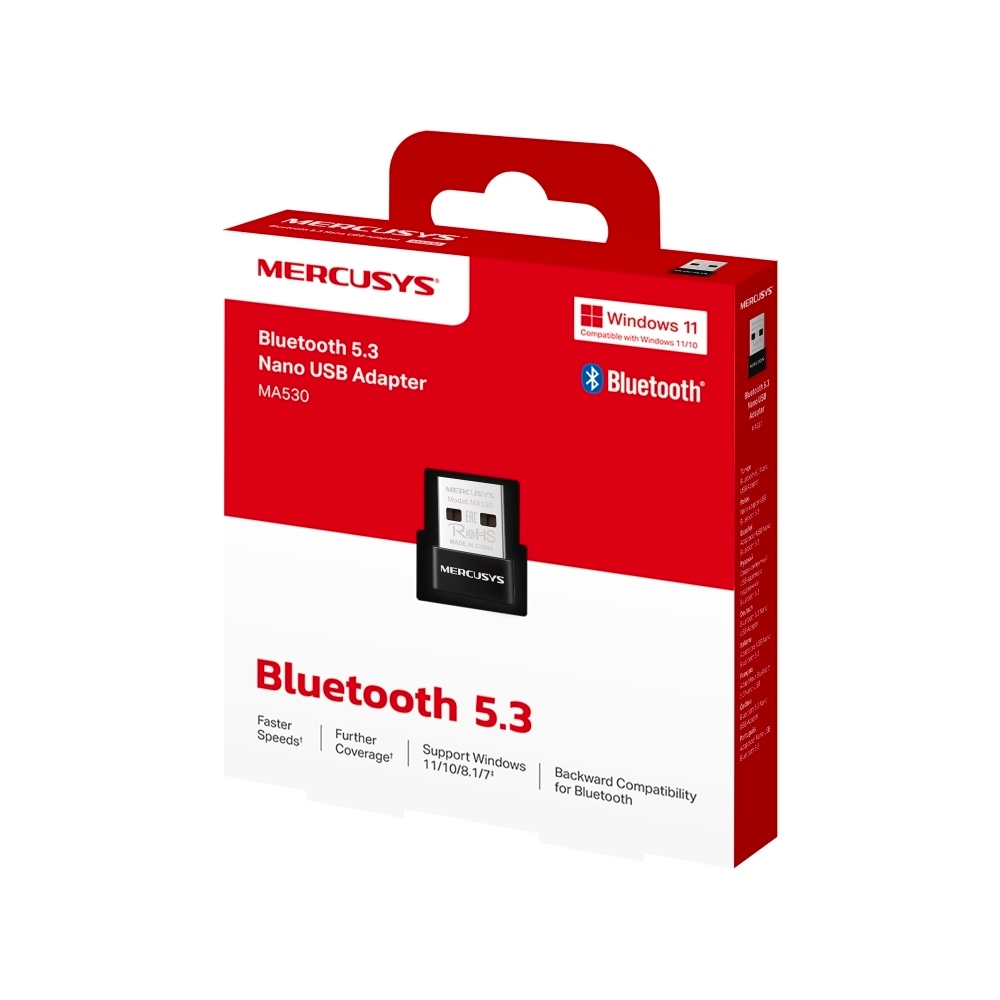 TP-Link Bluetooth-Adapter »Mercusys MA530 Nano«, Bluetooth 5.3, Windows 7/8.1/10/11, USB 2.0