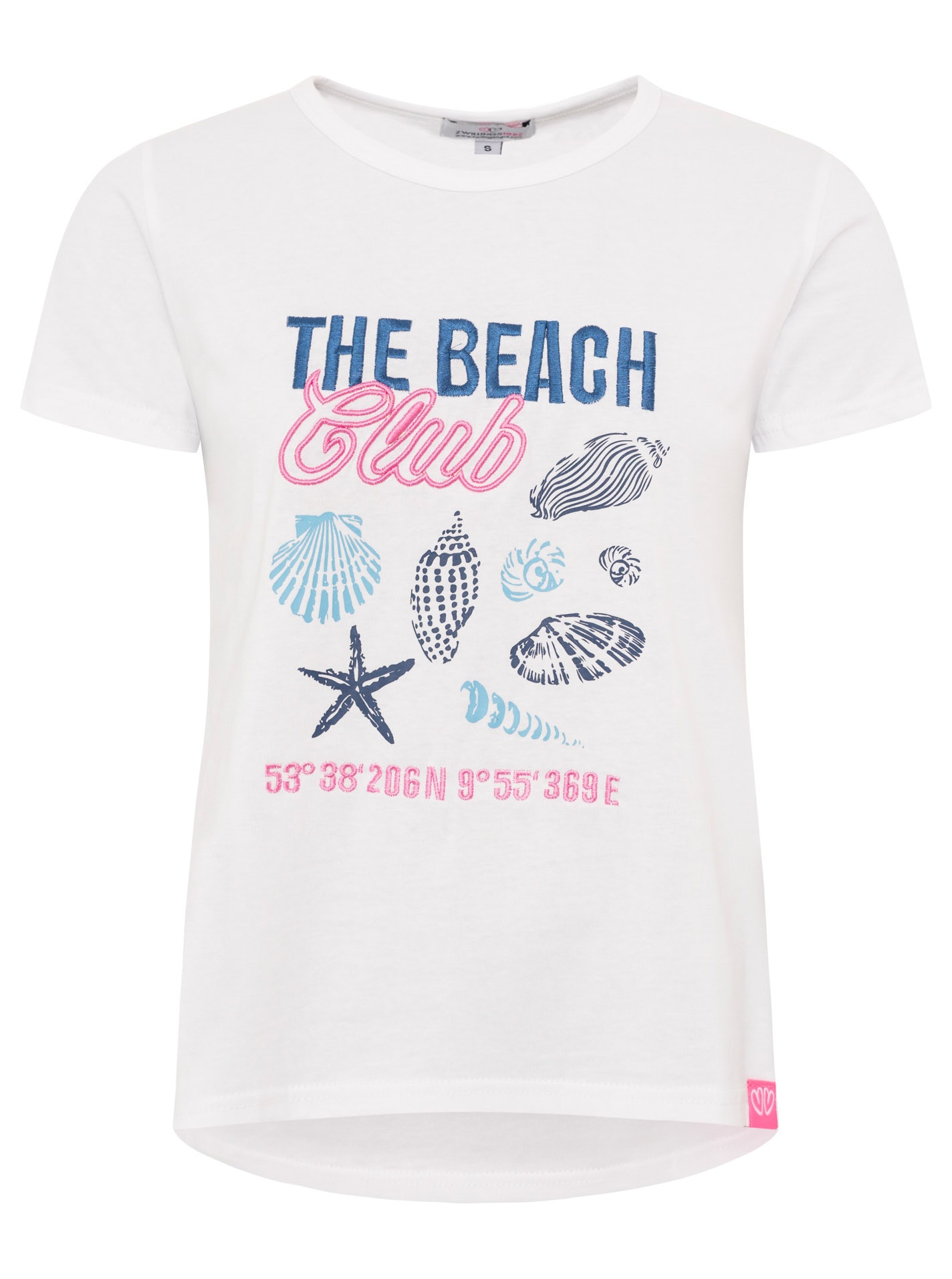 Zwillingsherz T-Shirt »"Beach"« Rundhals, großes maritimes Motiv mit Stickerei