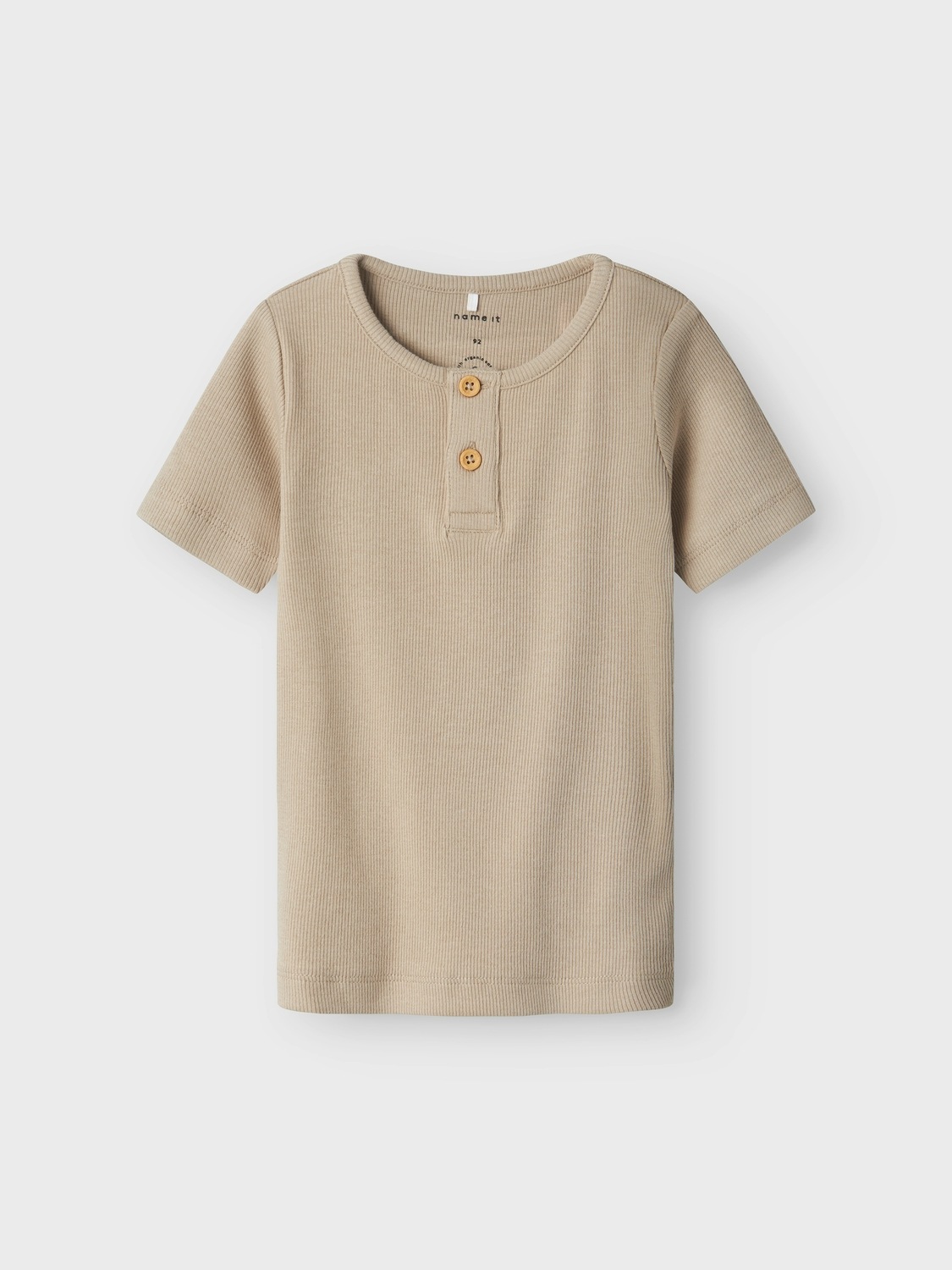 Name It Kurzarmshirt »NMMKAB TOP NOOS«, im elastischem Feinripp und mit kurzer Knopfleiste am Ausschnitt