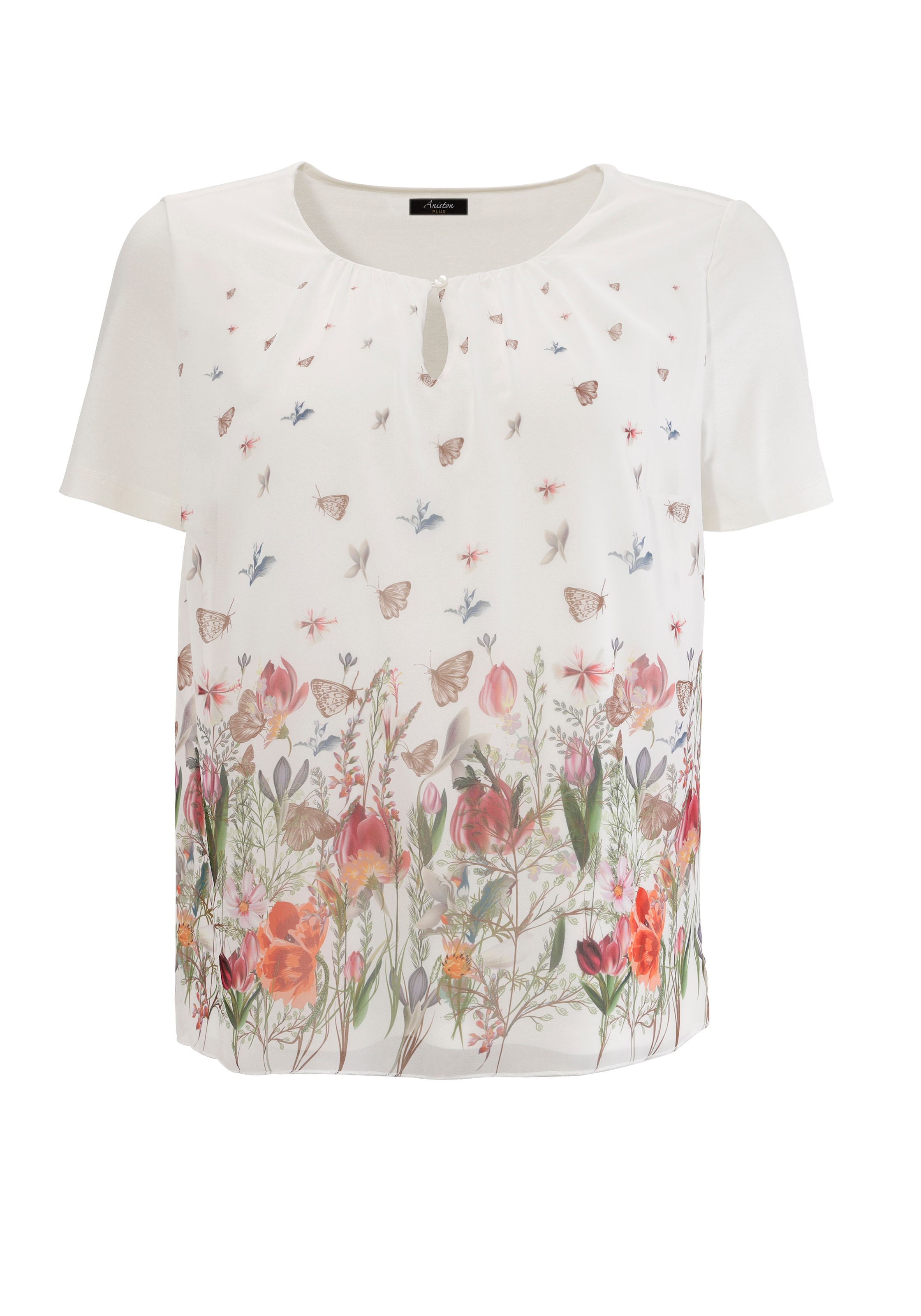 Aniston PLUS Shirtbluse, mit farbenfroher Blumenwiese bedruckt - NEUE KOLLEKTION