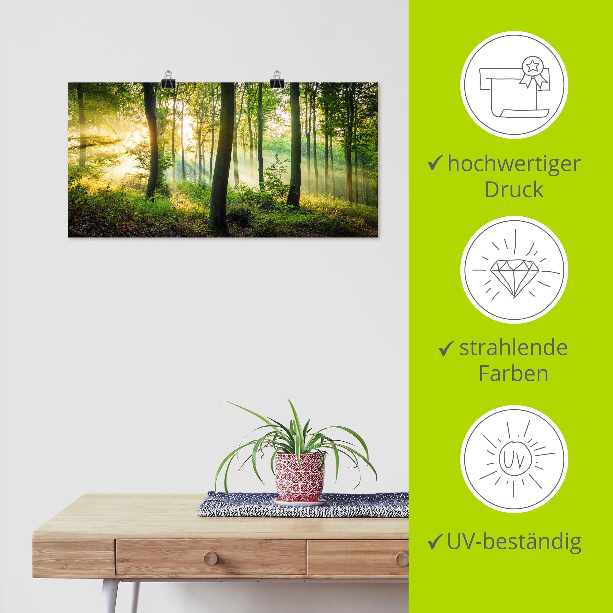 Artland Wandbild »Herbst im Wald II«, Waldbilder, (1 St.), als Alubild, Outdoorbild, Leinwandbild, Poster, Wandaufkleber