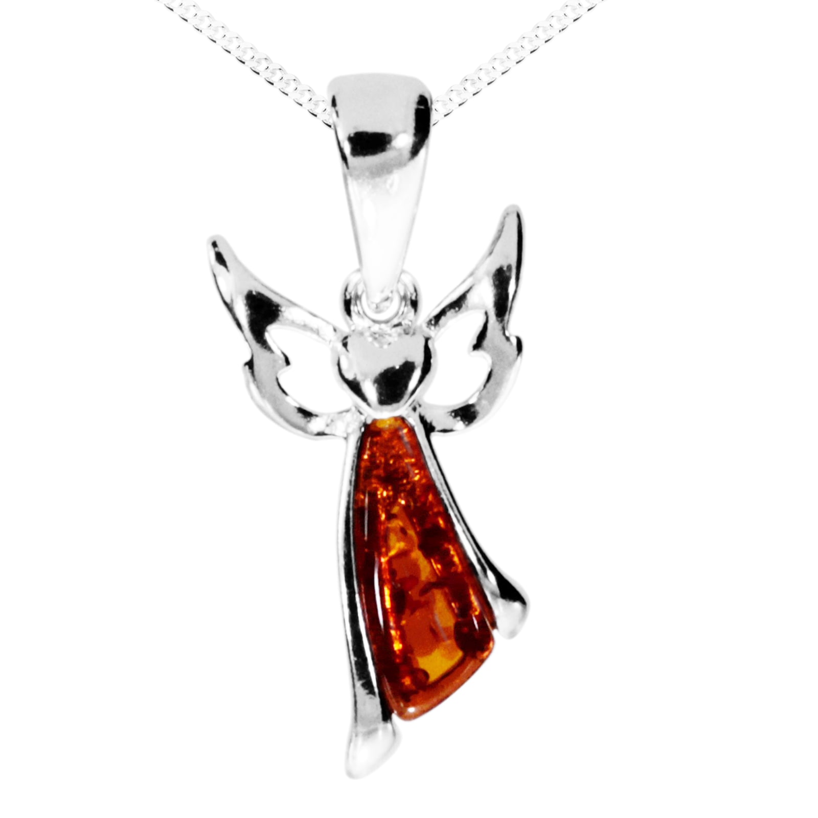 OSTSEE-SCHMUCK Kette und Anhänger Set »- kleiner Engel - Silber 925/000 - Bernstein«