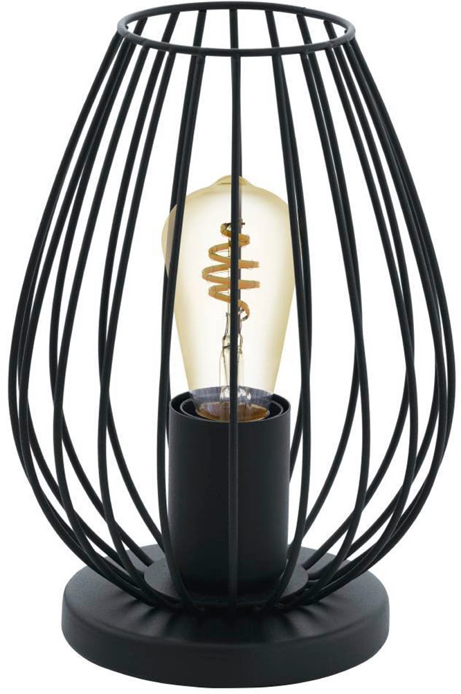 EGLO Tischleuchte »NEWTOWN Tischlampe, schwarz, Stahl, E27, Schalter, Nachttischlampe«, 1 flammig, Leuchtmittel E27 | ohne Leuchtmittel, Schlicht, modern, Vintage, Retro, Wohnzimmer, Schlafzimmer, 23x16x12cm
