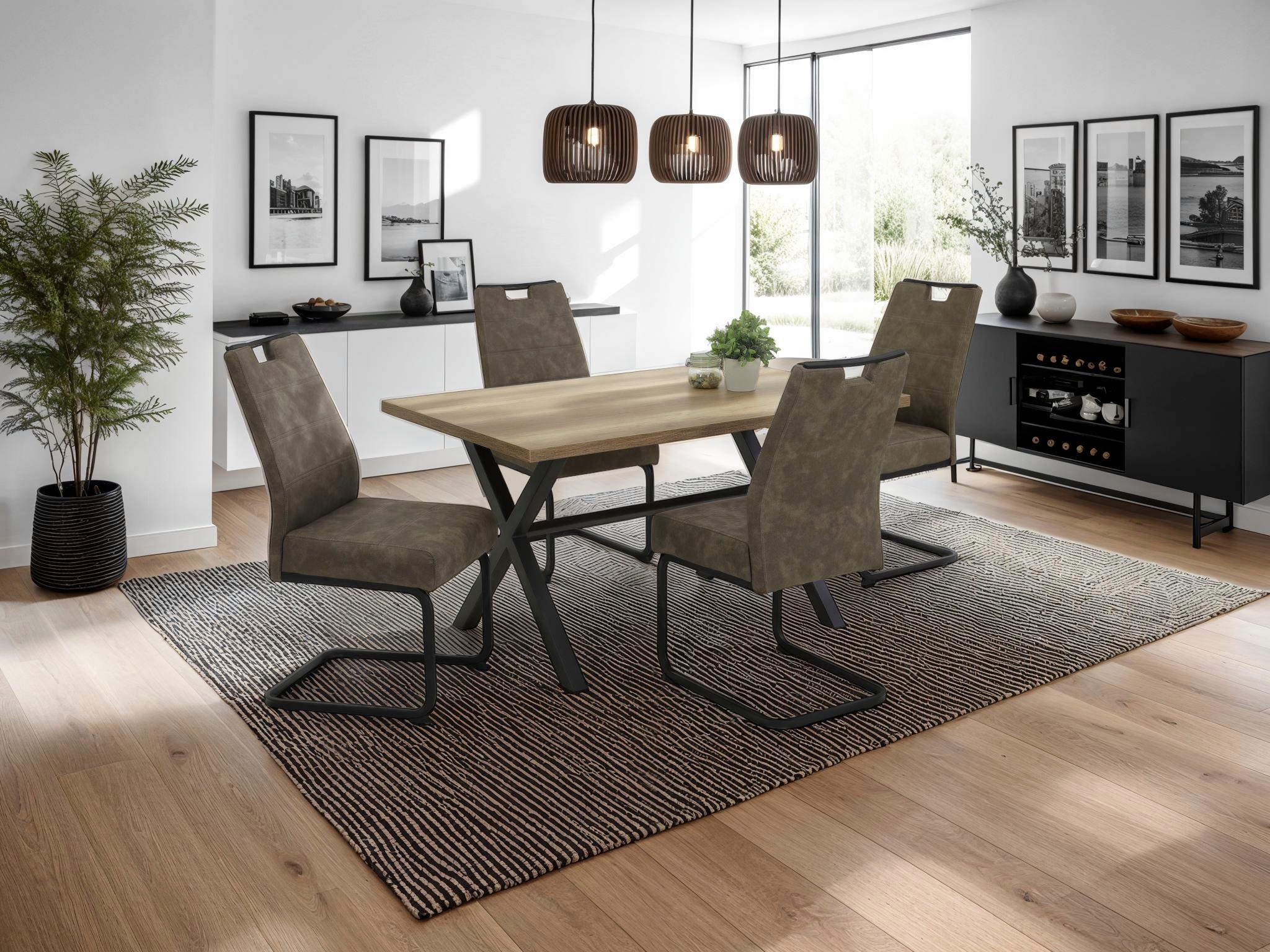 HELA Freischwinger »KERSTIN« (Set) 2 Stk. Microfaser VINTAGE | Polyester Freischwinger, XL Sitzbreite, Griff, Vintage Optik, 140kg belastbar