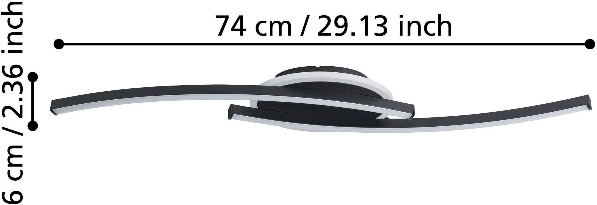 EGLO Deckenleuchte »Lungolago Deckenlampe, Bürolampe Decke, Metall und Kunststoff, Lampe« LED-Modul 1 Stk. Neutralweiß Wand-/Deckenleuchte - L74 x B14 x H6 cm - schwarz - 12W inkl.