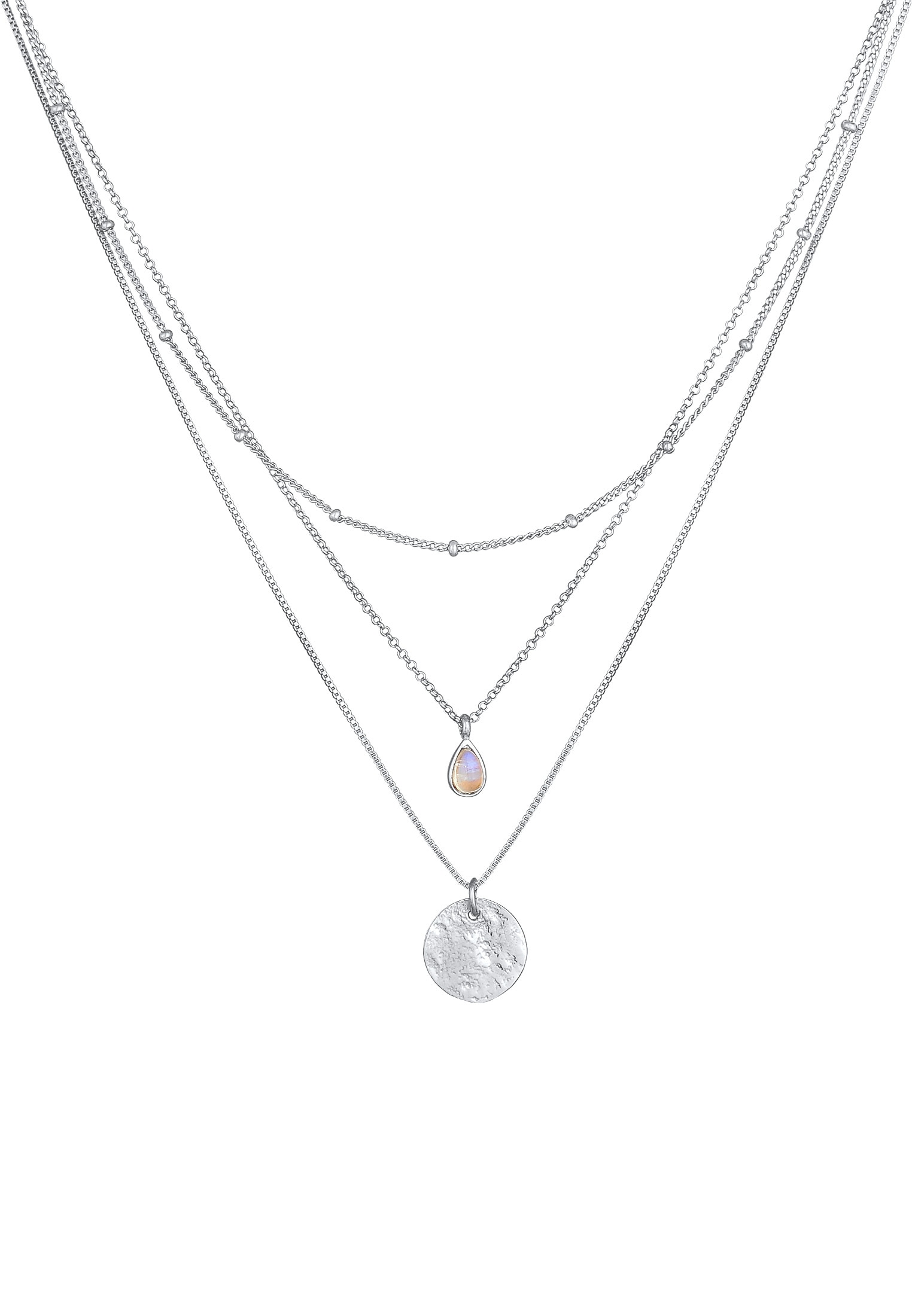 Elli Premium Silberkette »Halskette Layer Labradorit Plättchen Anhänger 925 Silber«