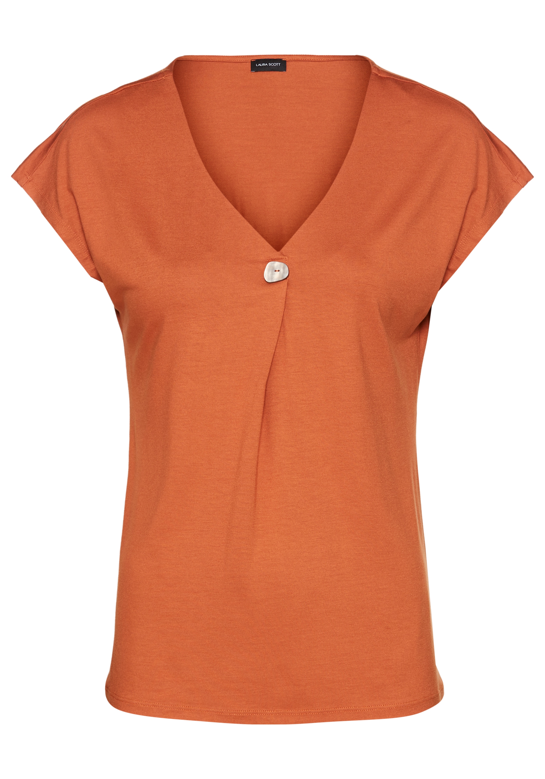 Laura Scott Kurzarmshirt, mit schmückendem Knopf in Perlmutt-Optik