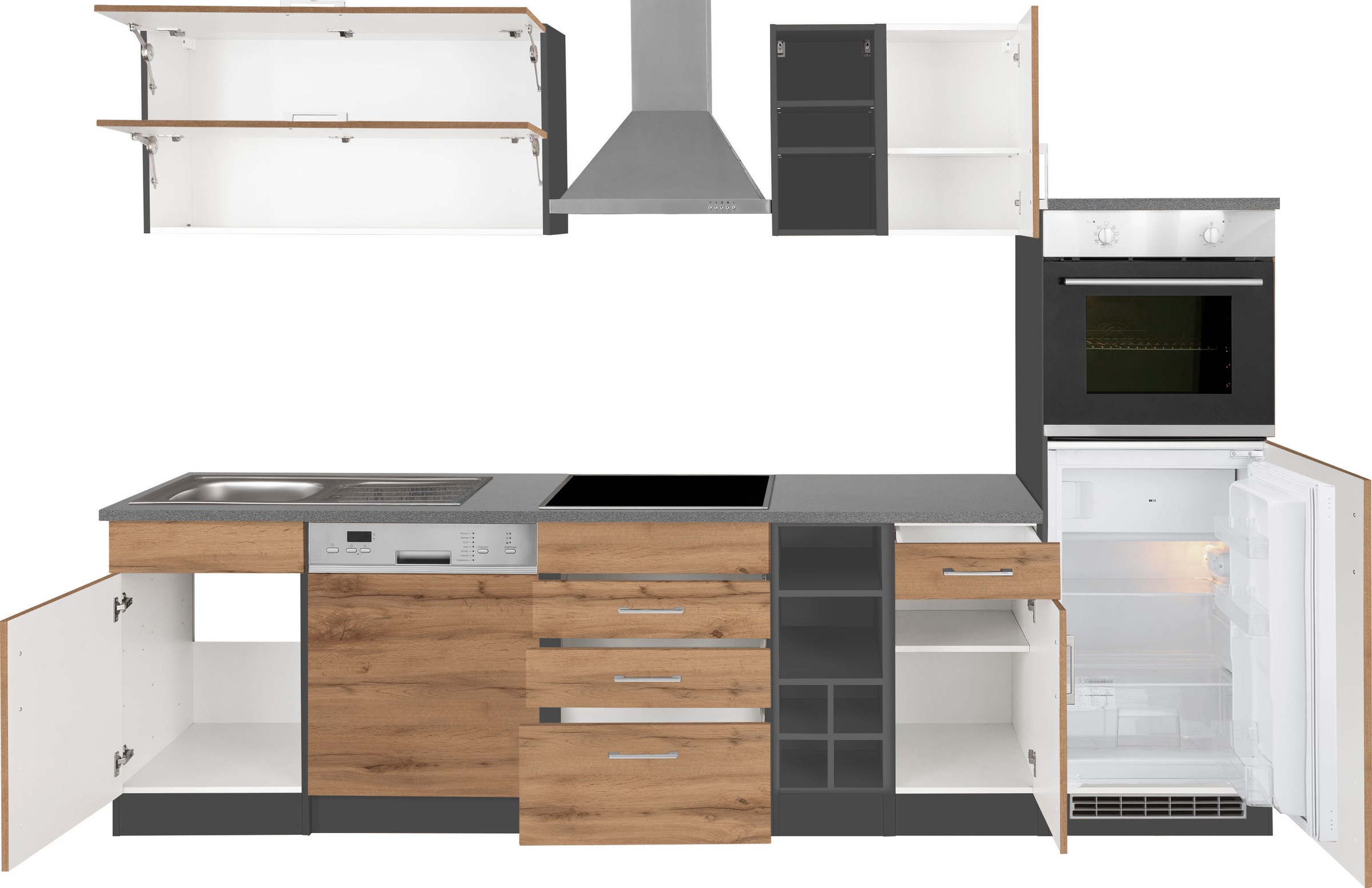 KOCHSTATION Küchenzeile »KS-Colmar« ohne E-Geräte, Breite 300 cm