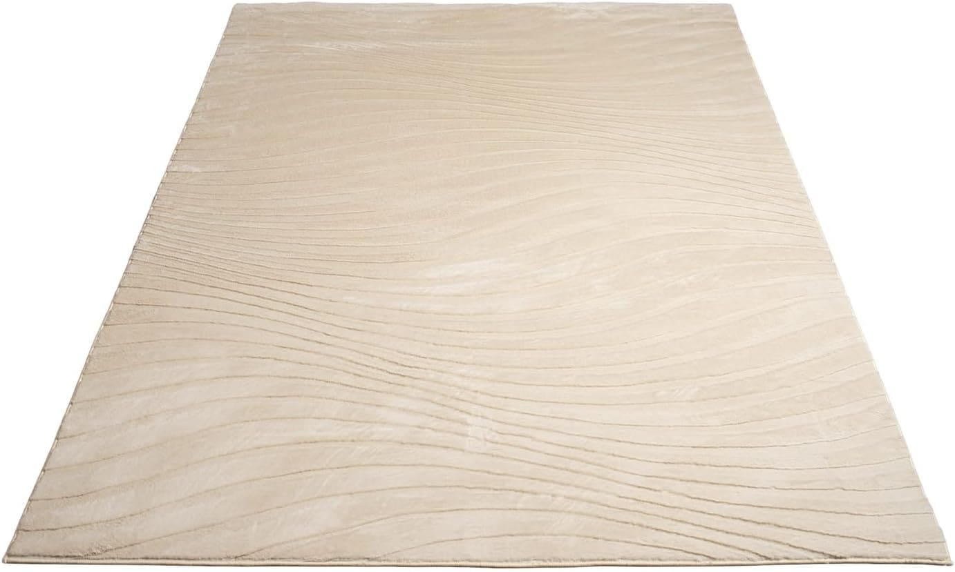 Carpet City Teppich »WAVES 503« rechteckig 12 mm Höhe Kurzflor, Hochtief-Muster/ 3D-Effekt, Uni, Wohnzimmer, Schlafzimmer