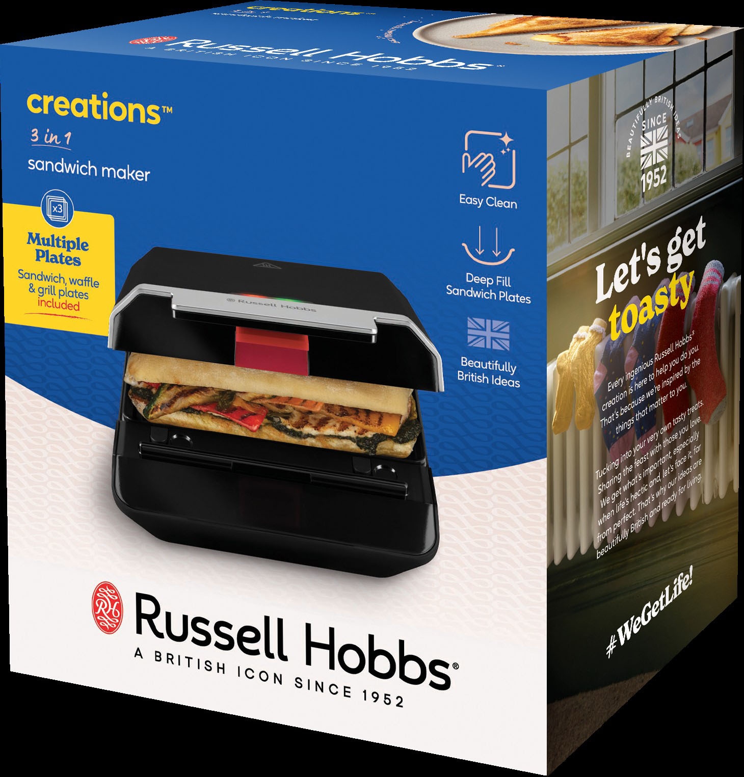 RUSSELL HOBBS 3-in-1-Sandwichmaker »Creations 28690-56« 820 W Inkl. Sandwich-, Waffel-& Grillplatten