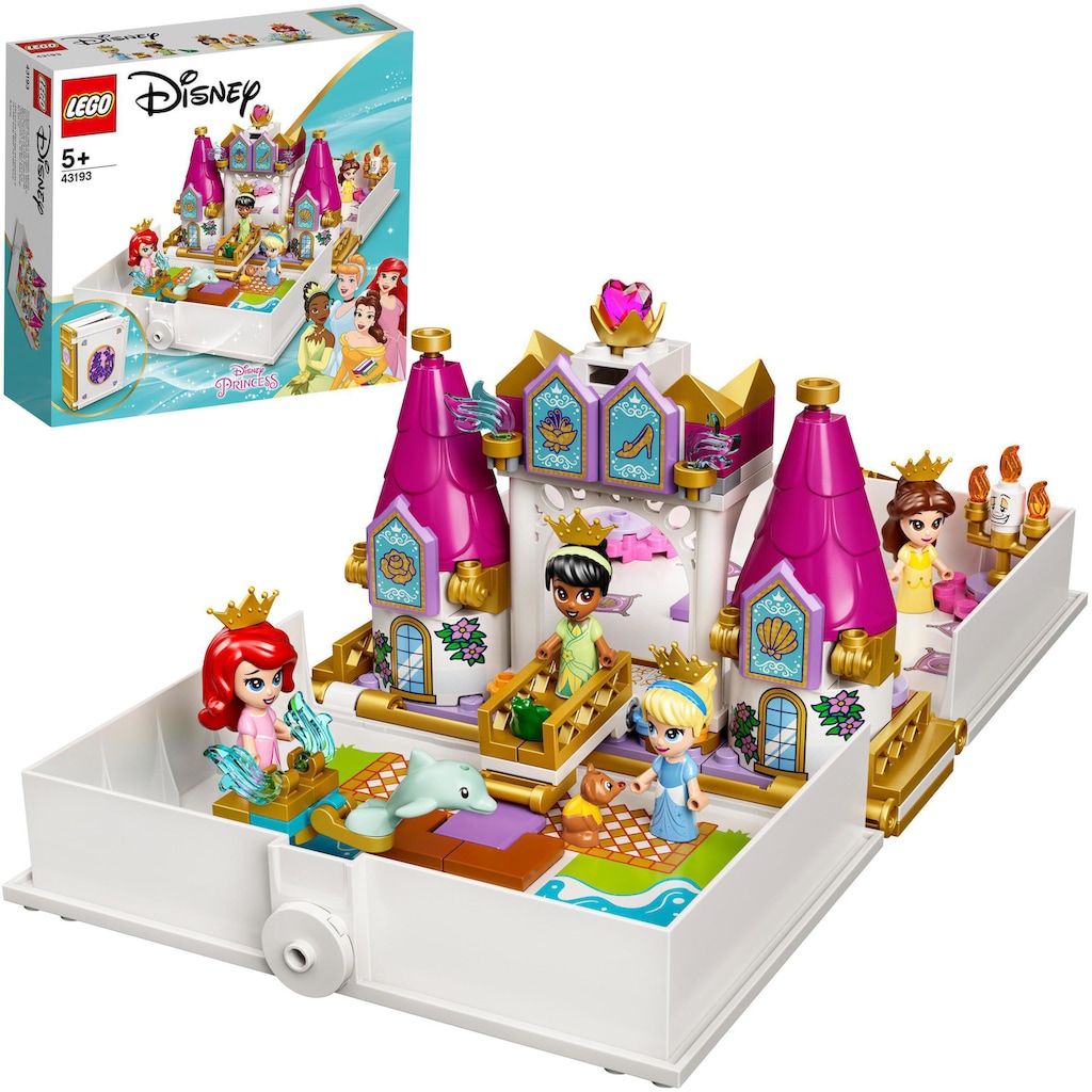LEGO® Konstruktionsspielsteine »Märchenbuch Abenteuer mit Arielle, Belle, Cinderella und Tiana (43193)«, (130 St.), LEGO® Disney Princess™