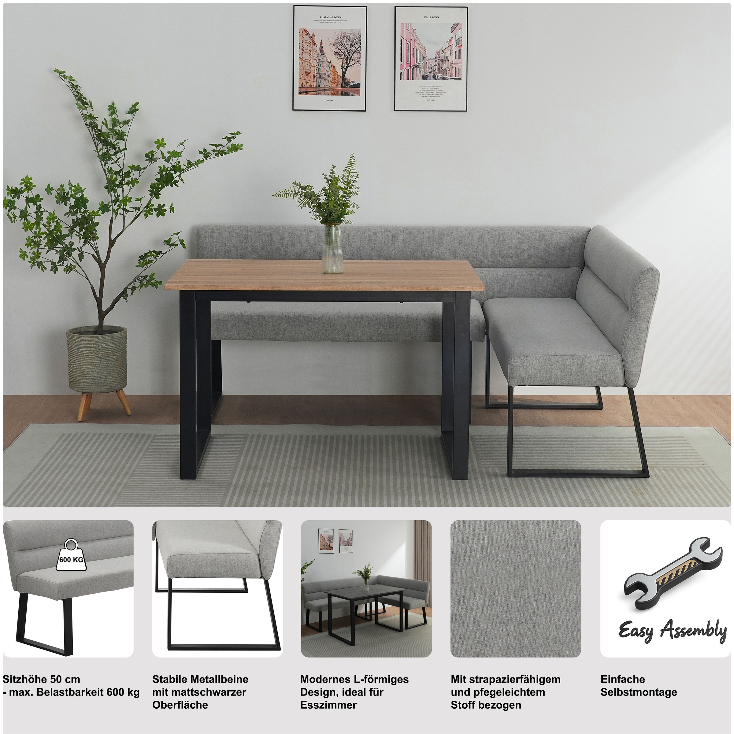 OTTO home Essbank »Ivanna« gepolsterte Rückenlehne und Sitzfläche