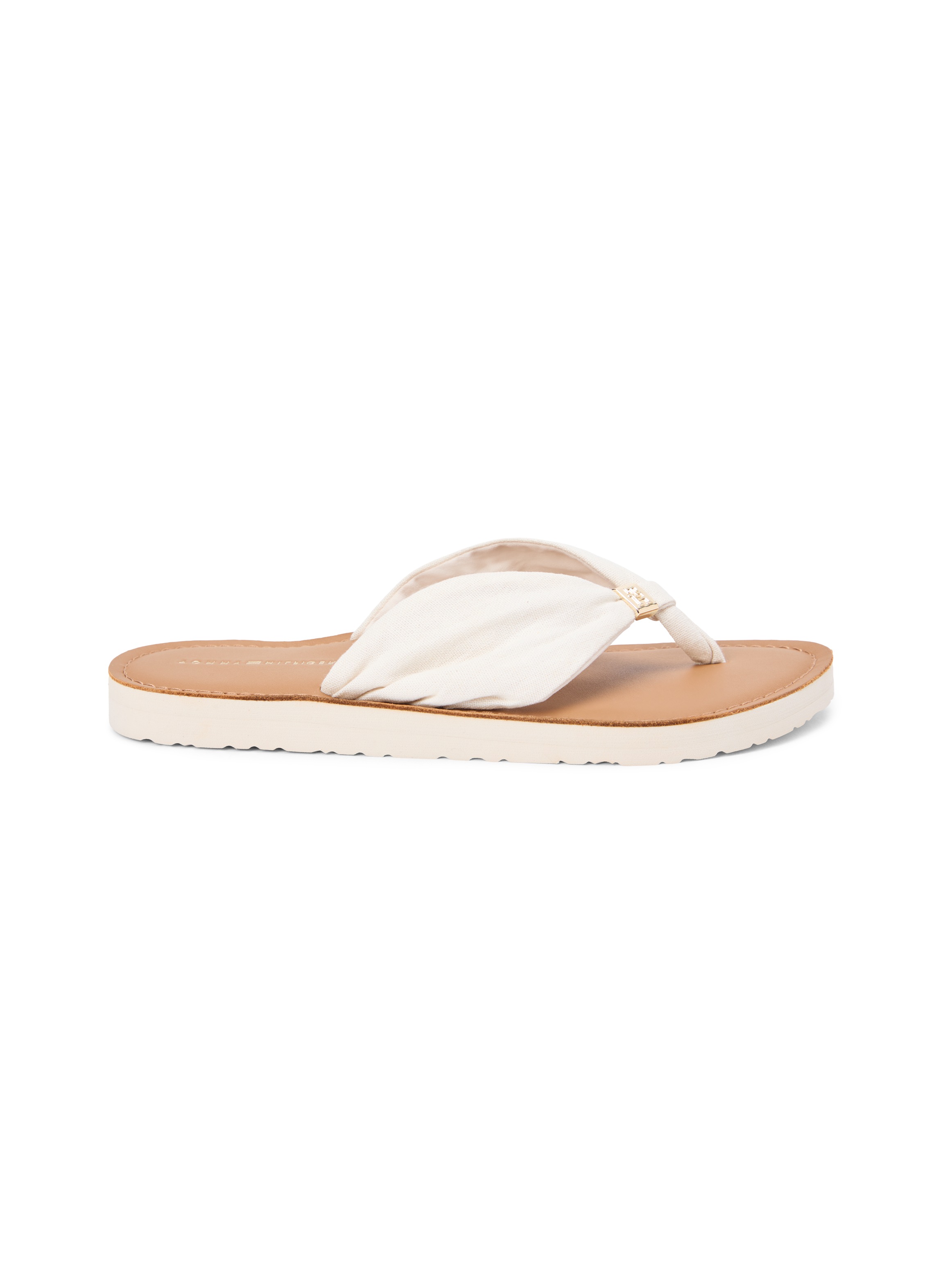 Tommy Hilfiger Zehentrenner »TH LTR FOOTBED SUMMER SANDAL«  Sommerschuh, Strandschuh, Dianette, Flat mit Logoemblem