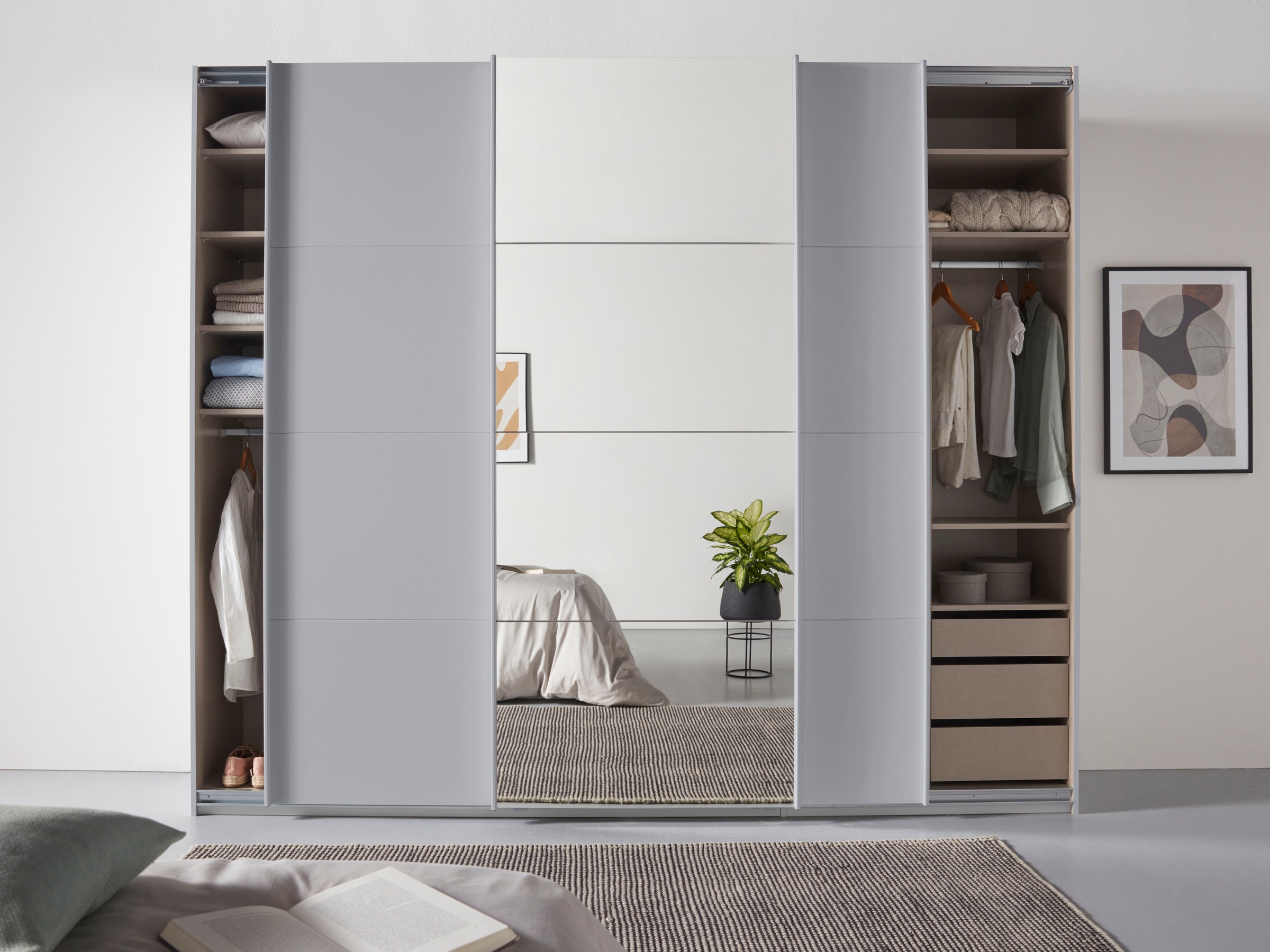 rauch Schwebetürenschrank »Kleiderschrank Schrank Garderobe Ankleide TOPSELLER OTELI« 3 Ausstattungen BASIC/CLASSIC/PREMIUM (inkl. SOFT-CLOSE-FUNKTION),  Breiten 203/271/315/360 cm Höhen 210/229 cm MADE IN GERMANY