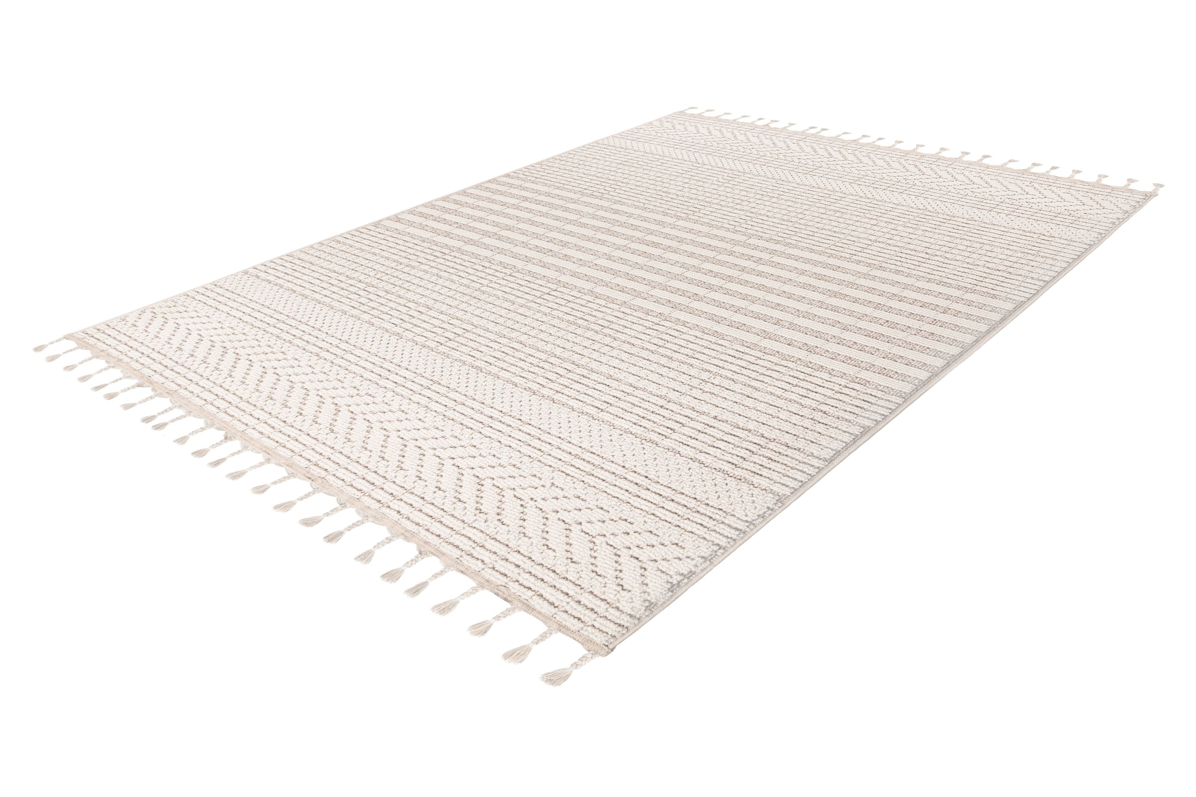 Kayoom Teppich »Reef 125« rechteckig 9 mm Höhe Kurzflor, Struktur, mit Fransen, Wohnzimmer