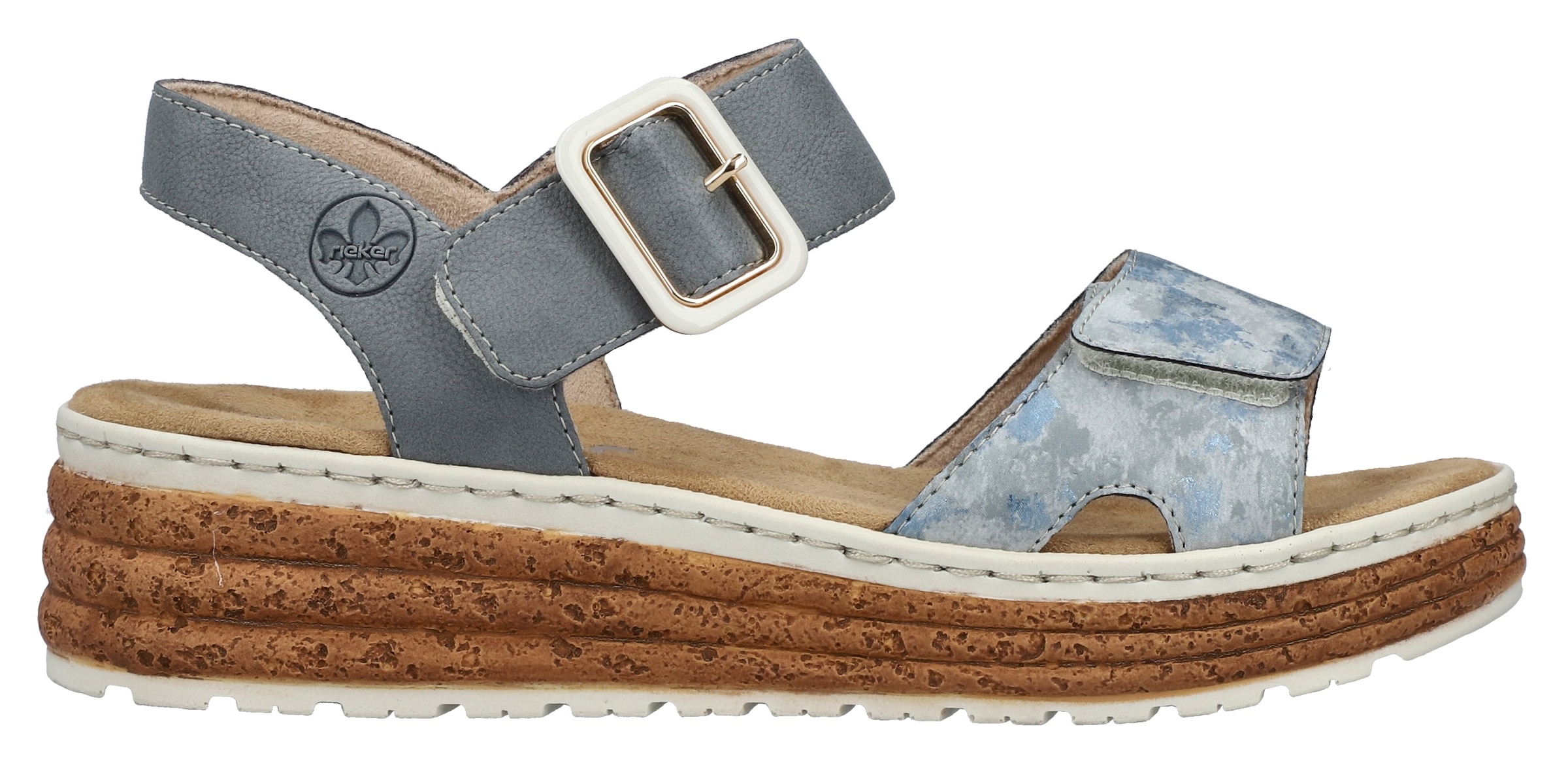 Rieker Plateausandale, Sandalette, Sommerschuh, Keilsandale mit praktischen Klettverschlüssen