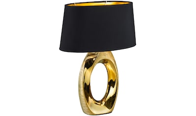 TRIO Leuchten Schreibtischlampe »Taba«, 1 flammig-flammig, Nachttischlampe, Tischlampe  golfarbig, Stoffschirm in schwarz/gold kaufen online bei OTTO