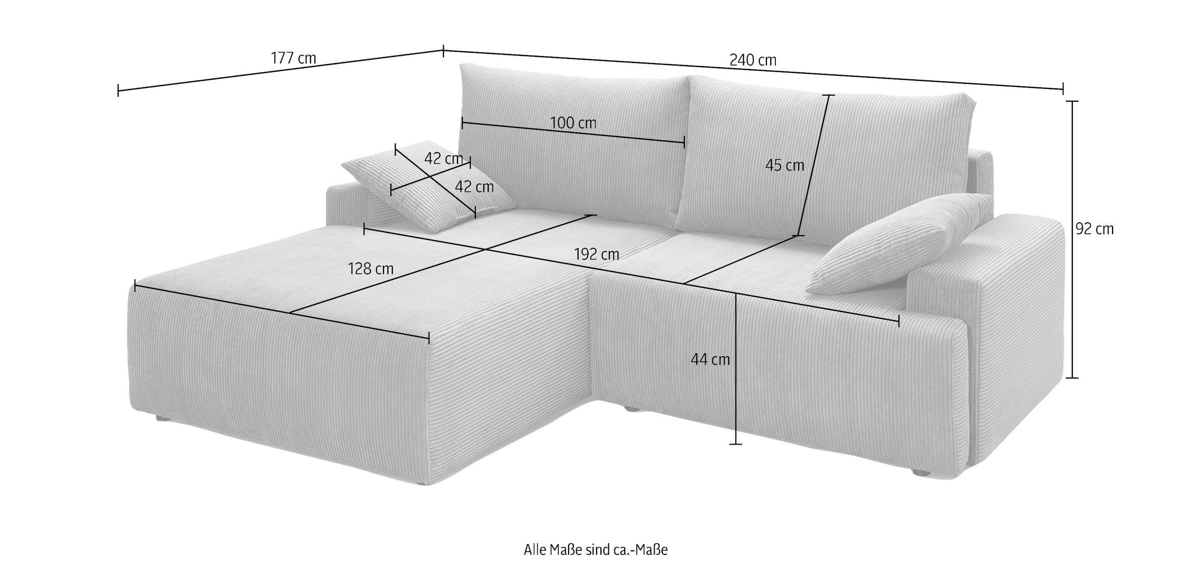 Bettfunktion sofa und - inklusive bei Cord-Farben exxpo Bettkasten »Orinoko«, verschiedenen kaufen in fashion Ecksofa OTTO