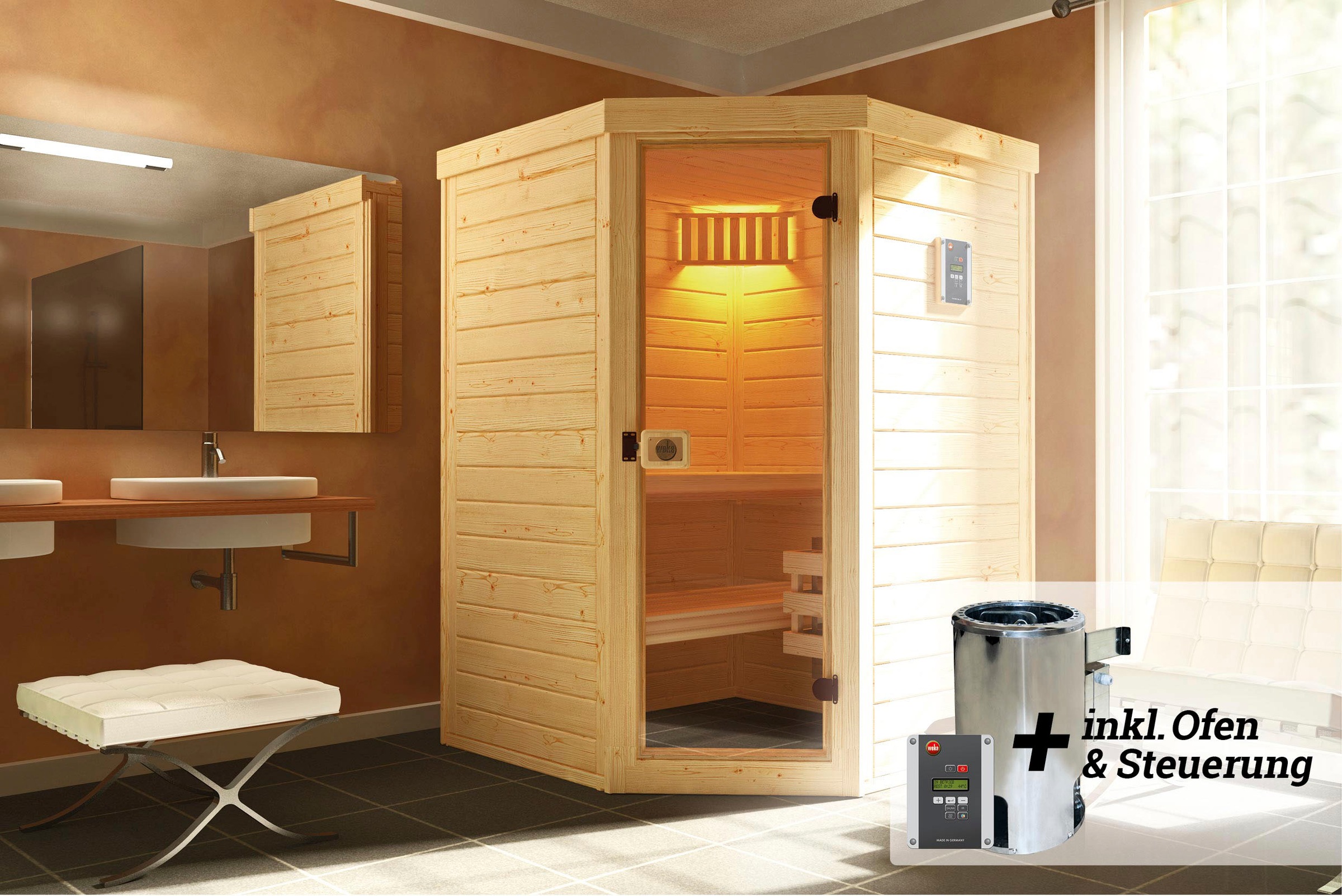 weka Sauna »Laukkala«, 3,6 kW-Ofen mit digitaler Steuerung