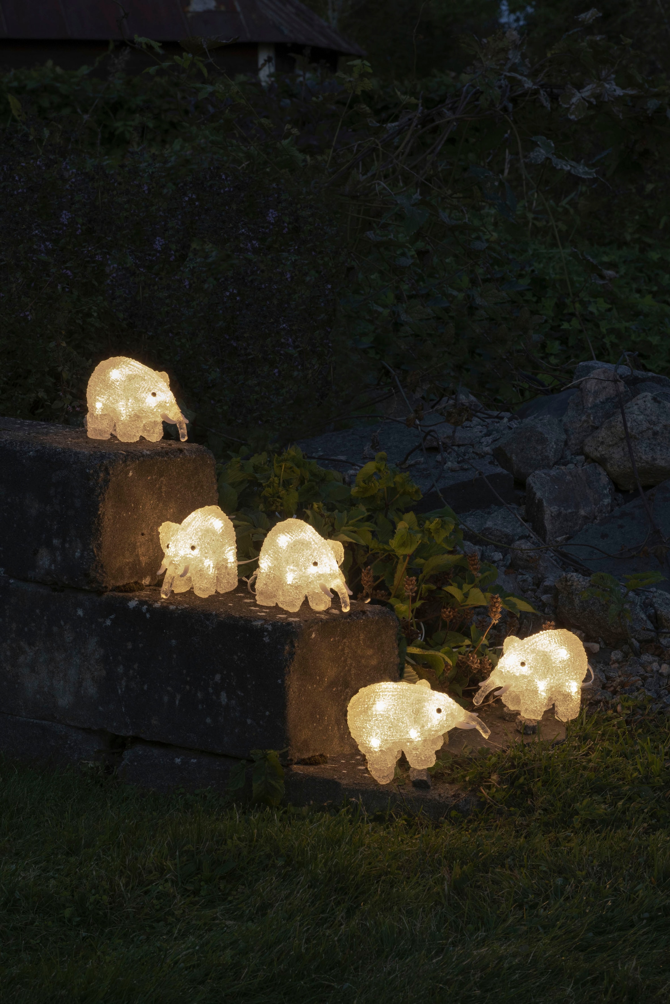 KONSTSMIDE LED Dekofigur »LED Acryl Elefanten, 5er-Set, 40 warm weiße Dioden«, 40 flammig-flammig