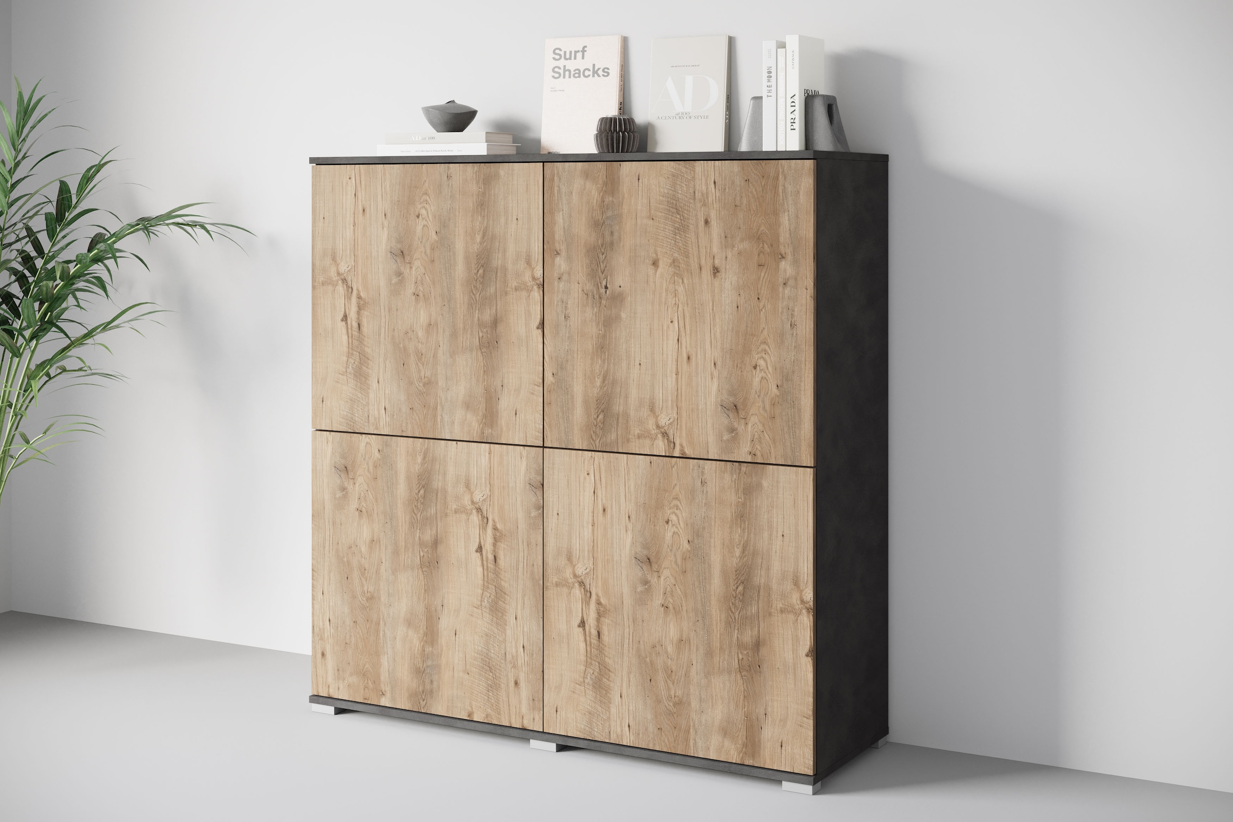 INOSIGN Highboard »Kenia, moderne grifflose Hochkommode mit 4 Türen, Breite 120 cm« 1 Stk. tlg. Push-to-Open-Fronten, höhenverstellbaren Einlegeböden