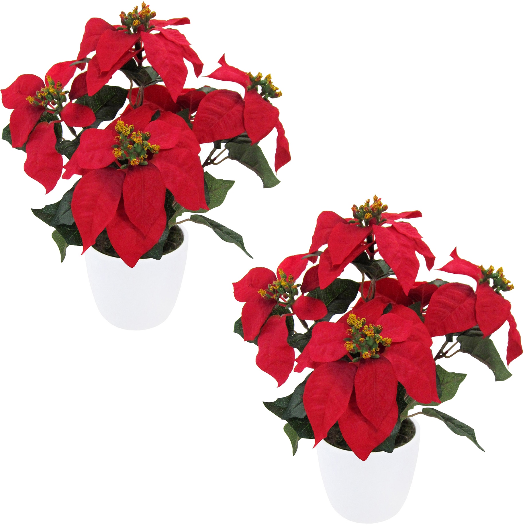 Winterliche Kunstpflanze »Weihnachtsdeko rot«, 3er Set, inkl. Keramiktopf
