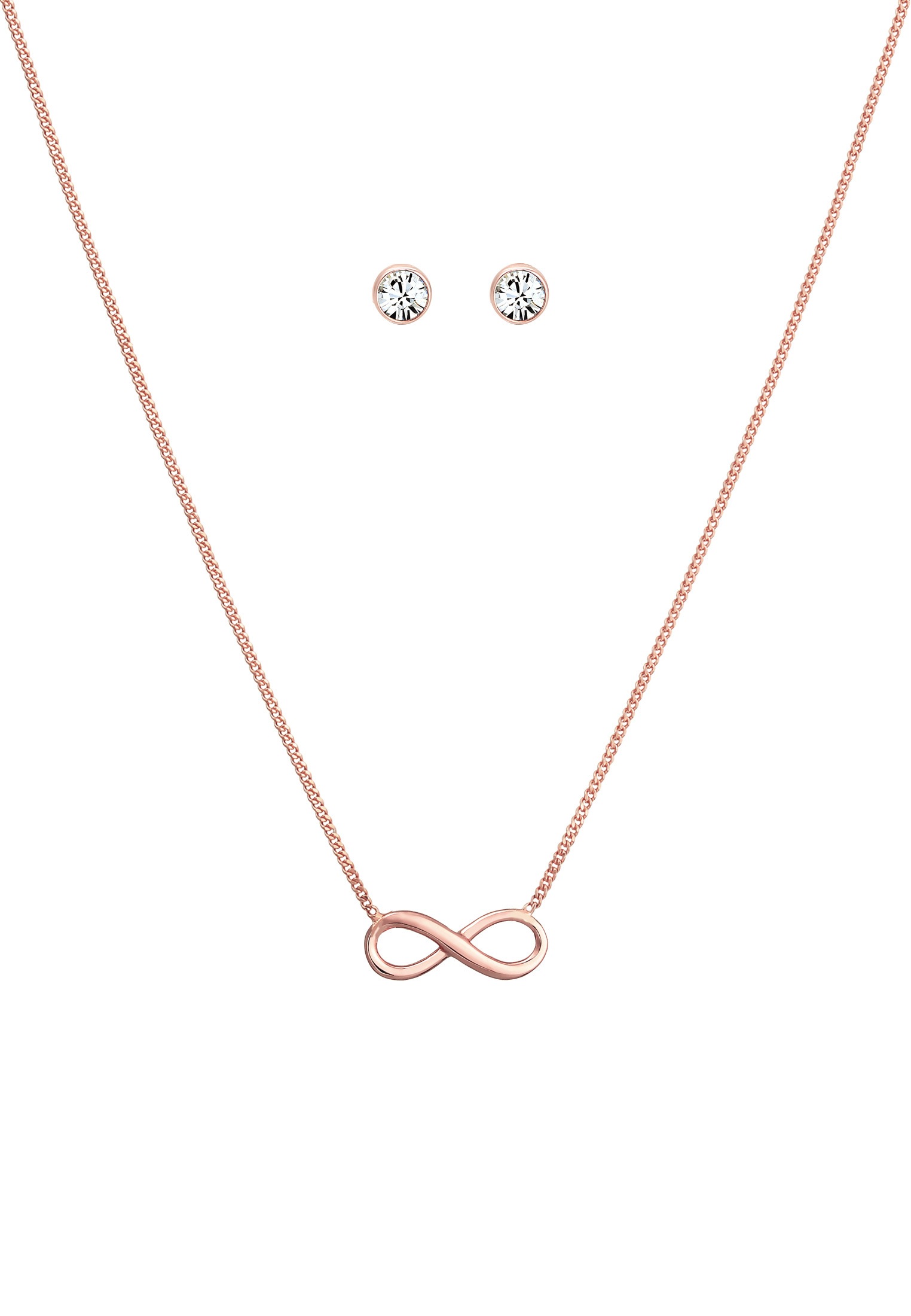 Elli Ohrring und Ketten Set »Schmuckset Infinity Ohrstecker Kristalle Silber«