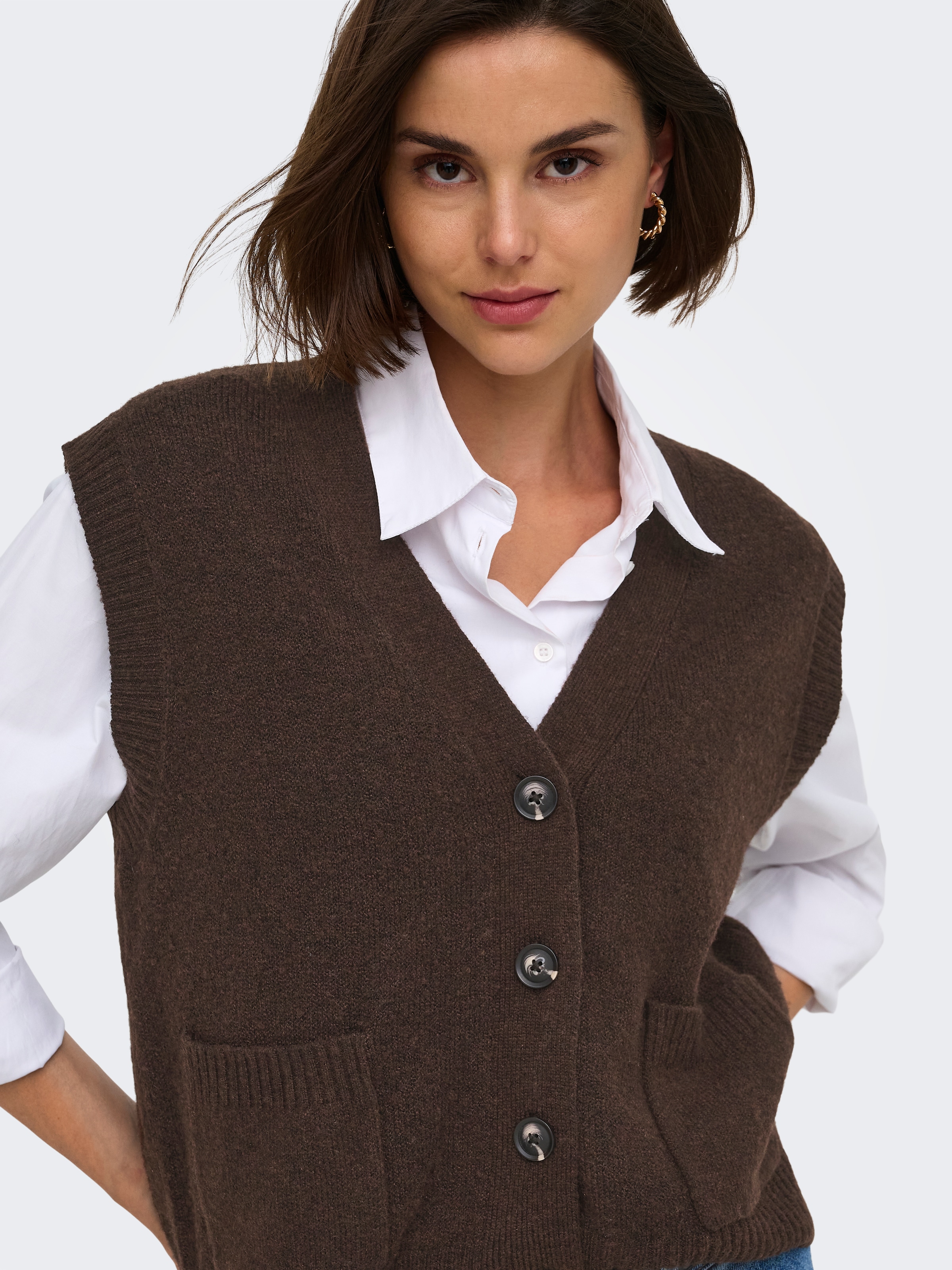 JDY »JDYSUPER S/L V-NECK VEST KNT NOOS« Materialmix