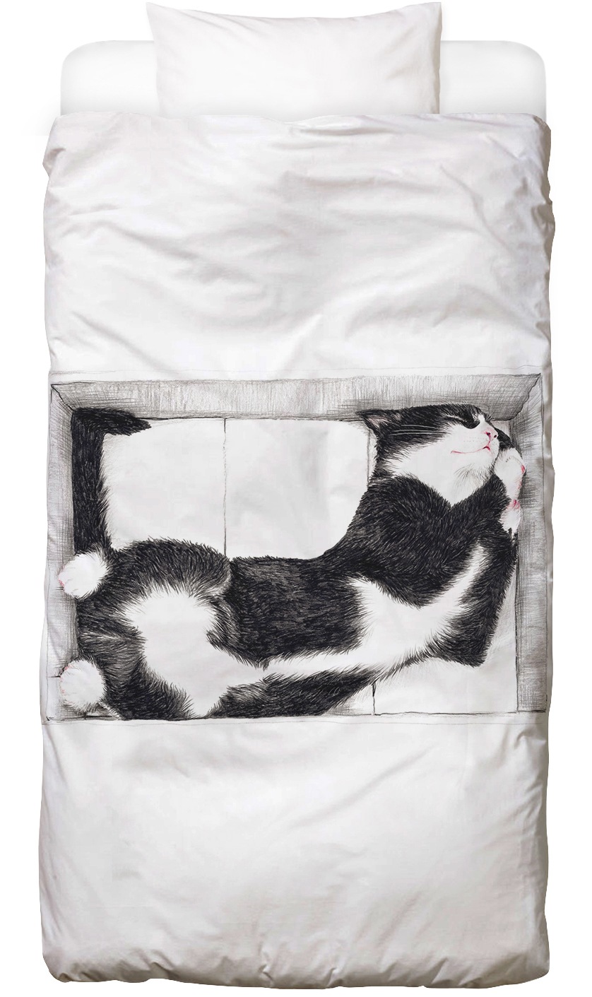 Juniqe Bettwäsche »Katze im Karton«, In vielen weiteren Designs erhältlich