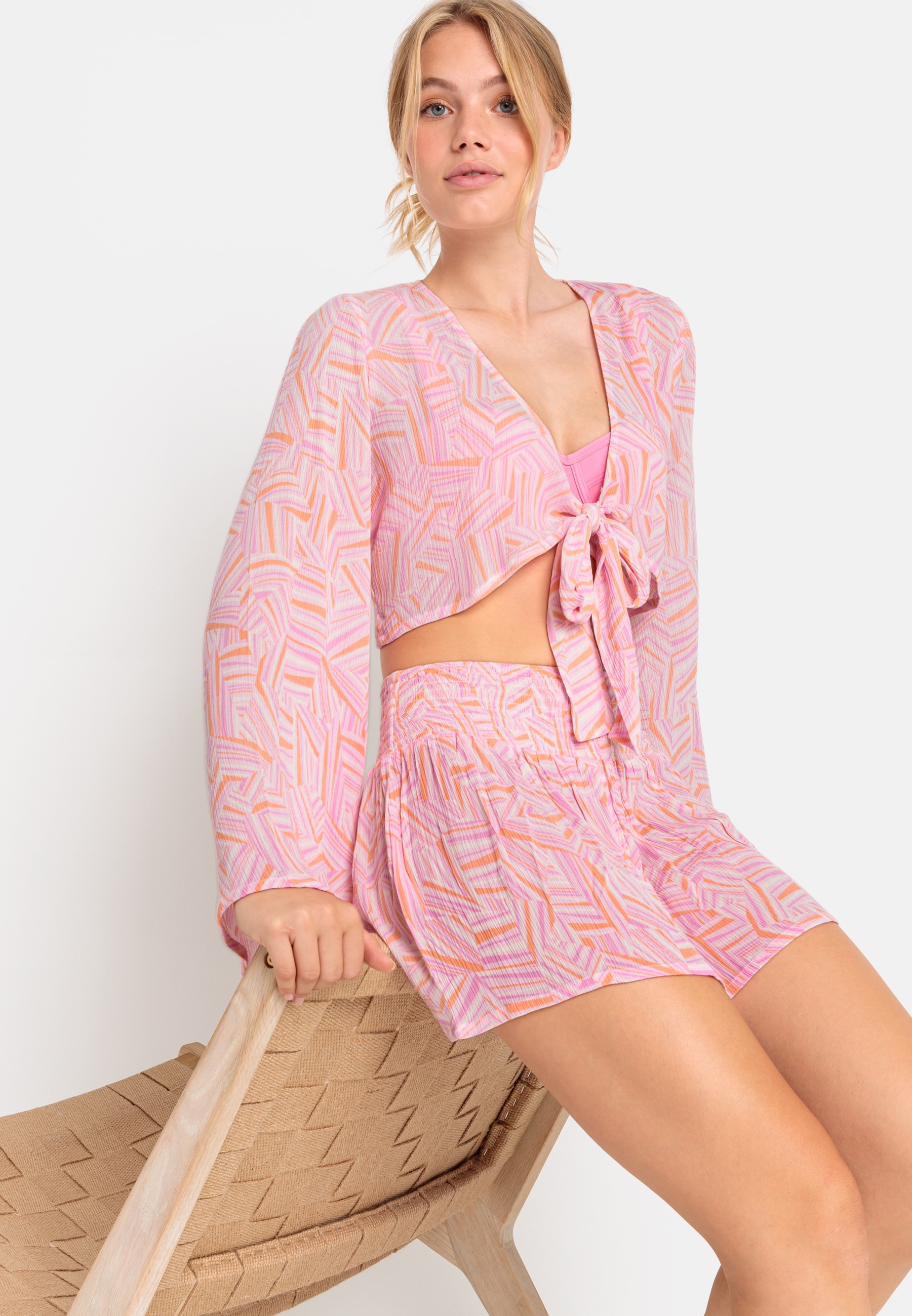 LSCN by LASCANA Crepebluse, (Set), und Shorts