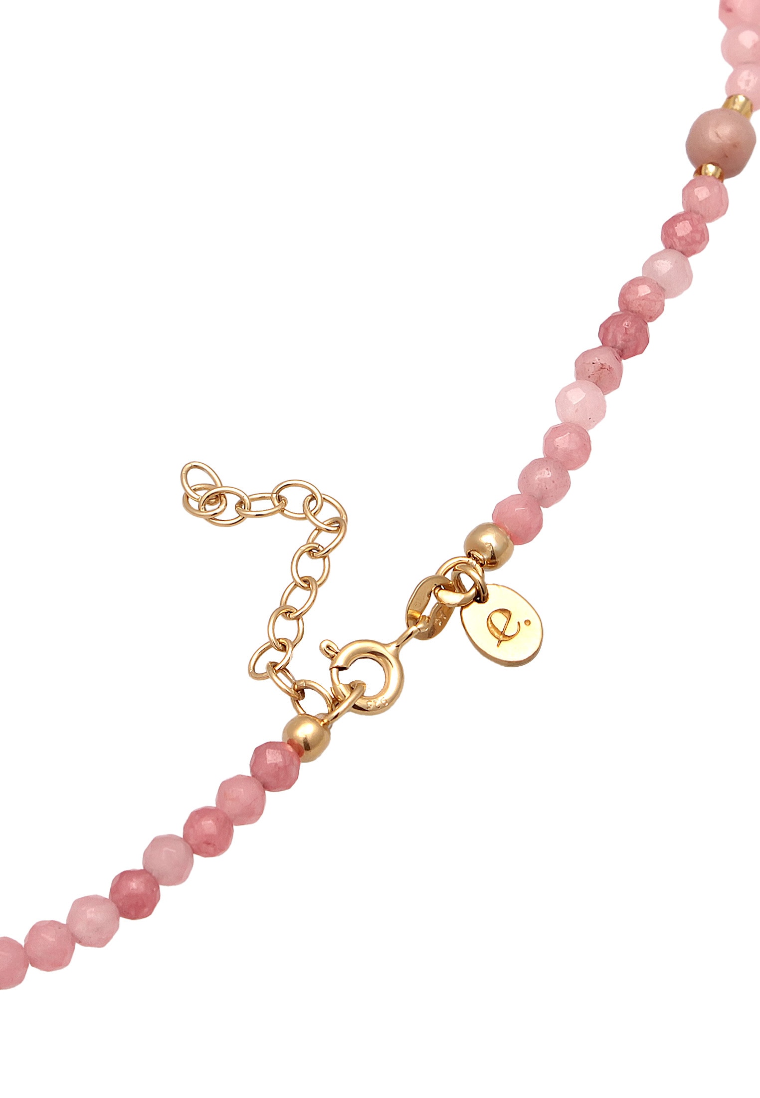 Elli Premium Lange Kette »Halskette Achat Rhodonit Glas Perlen Rose 925 Silber«