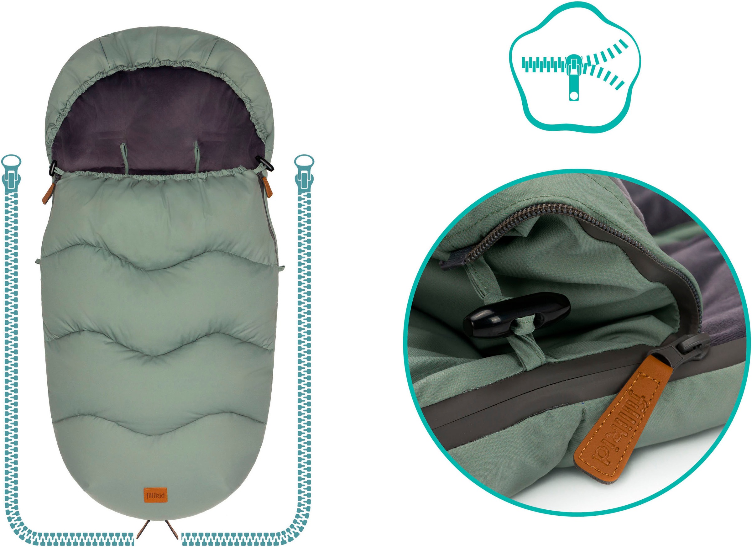 Fillikid Fußsack »Ogre Winterfußsack, salbei«