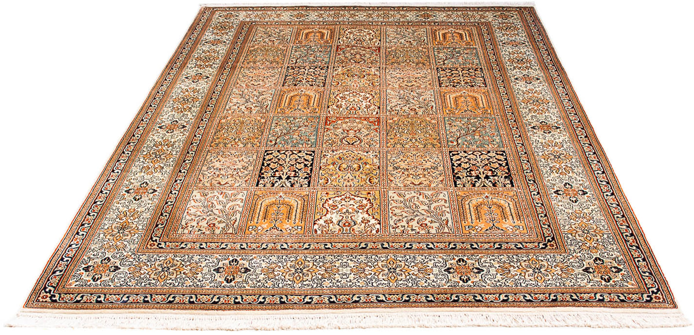 morgenland Seidenteppich »Seidenteppich - Kaschmir Seide - 221 x 158 cm - mehrfarbig«, rechteckig, Wohnzimmer, Handgeknüpft, Einzelstück mit Zertifikat